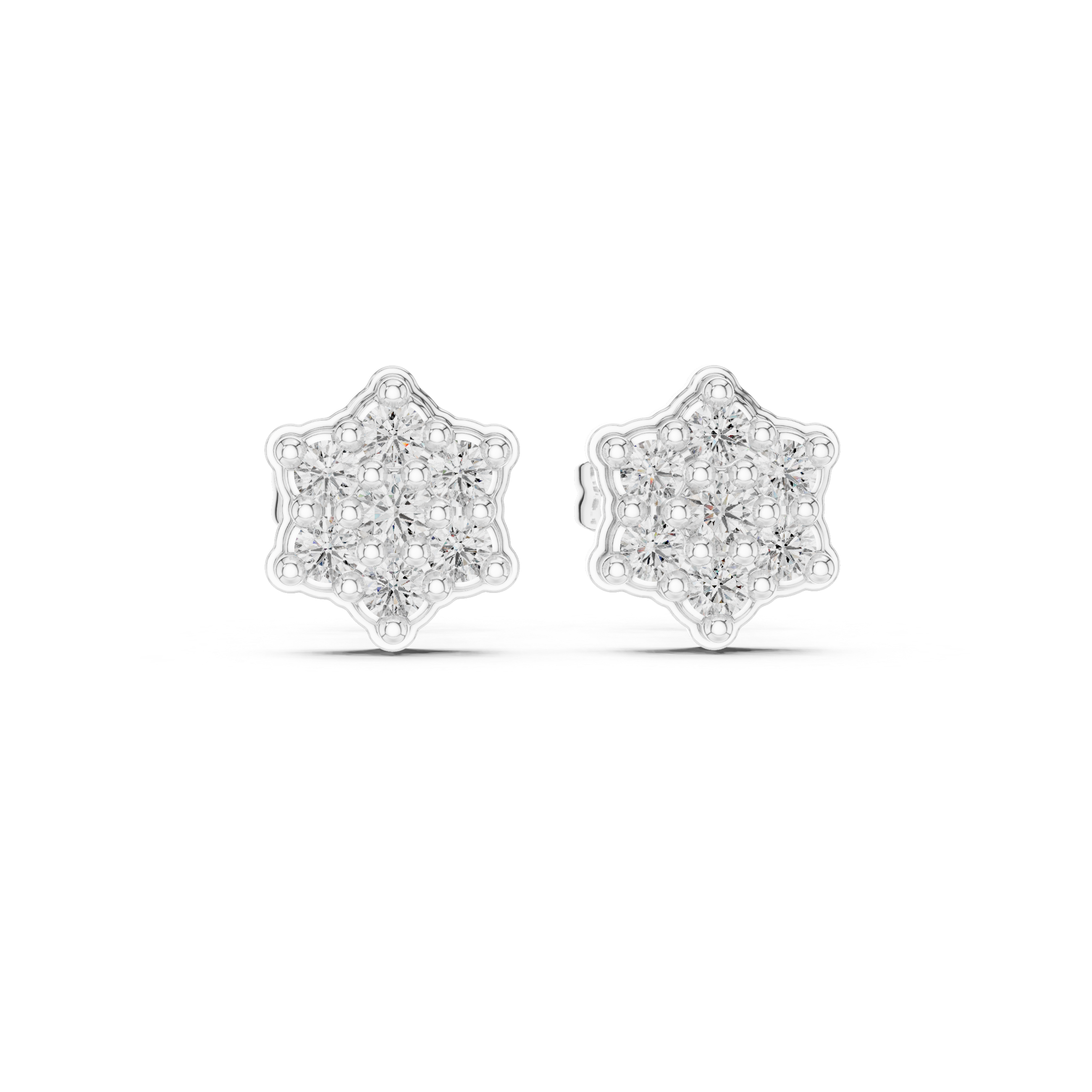 Geometric cluster Stud Earrings with Sparkling Gemstones