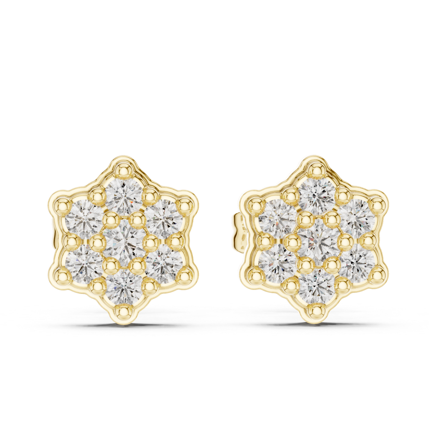 Geometric cluster Stud Earrings with Sparkling Gemstones