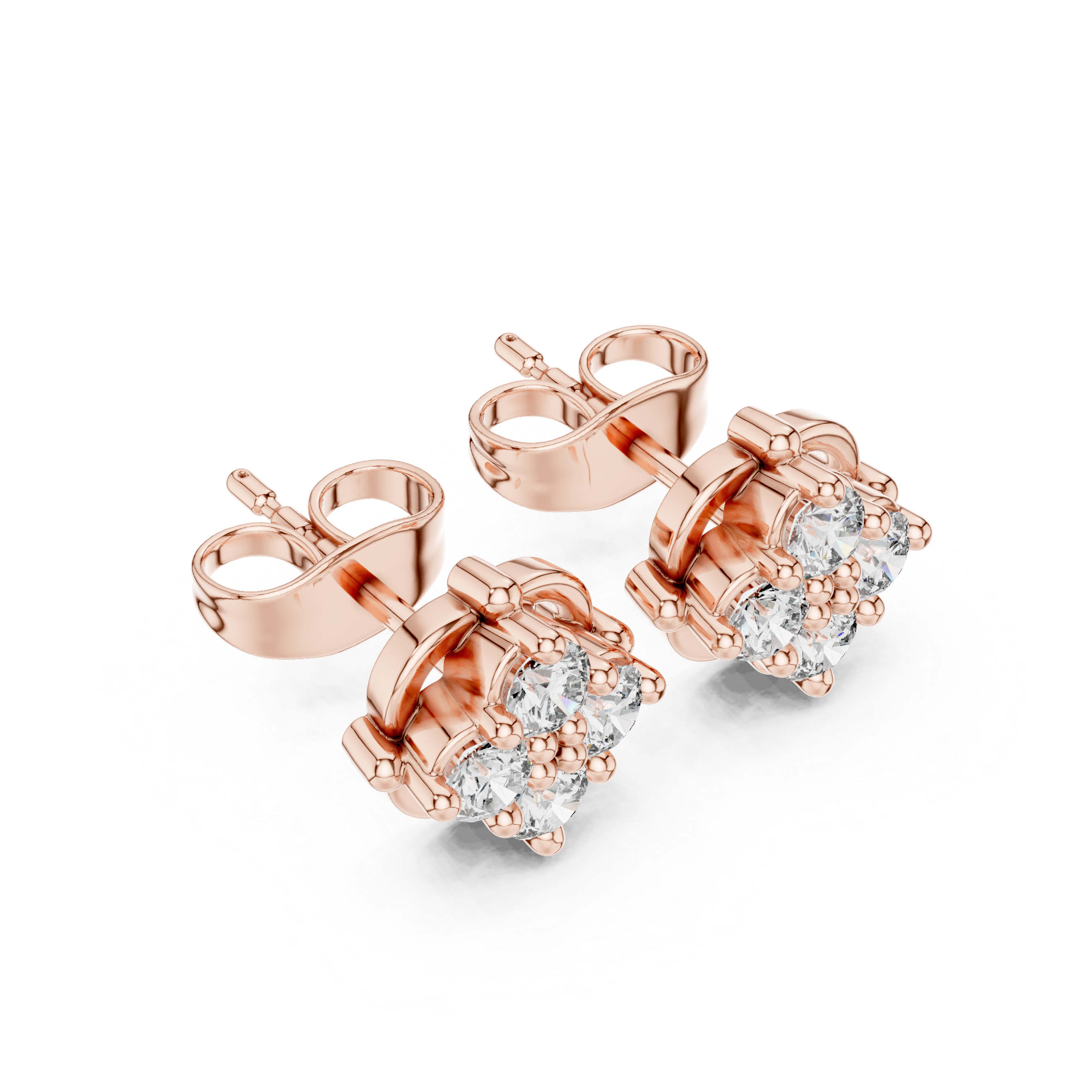 Vintage Floral cluster Stud Earrings with Sparkling