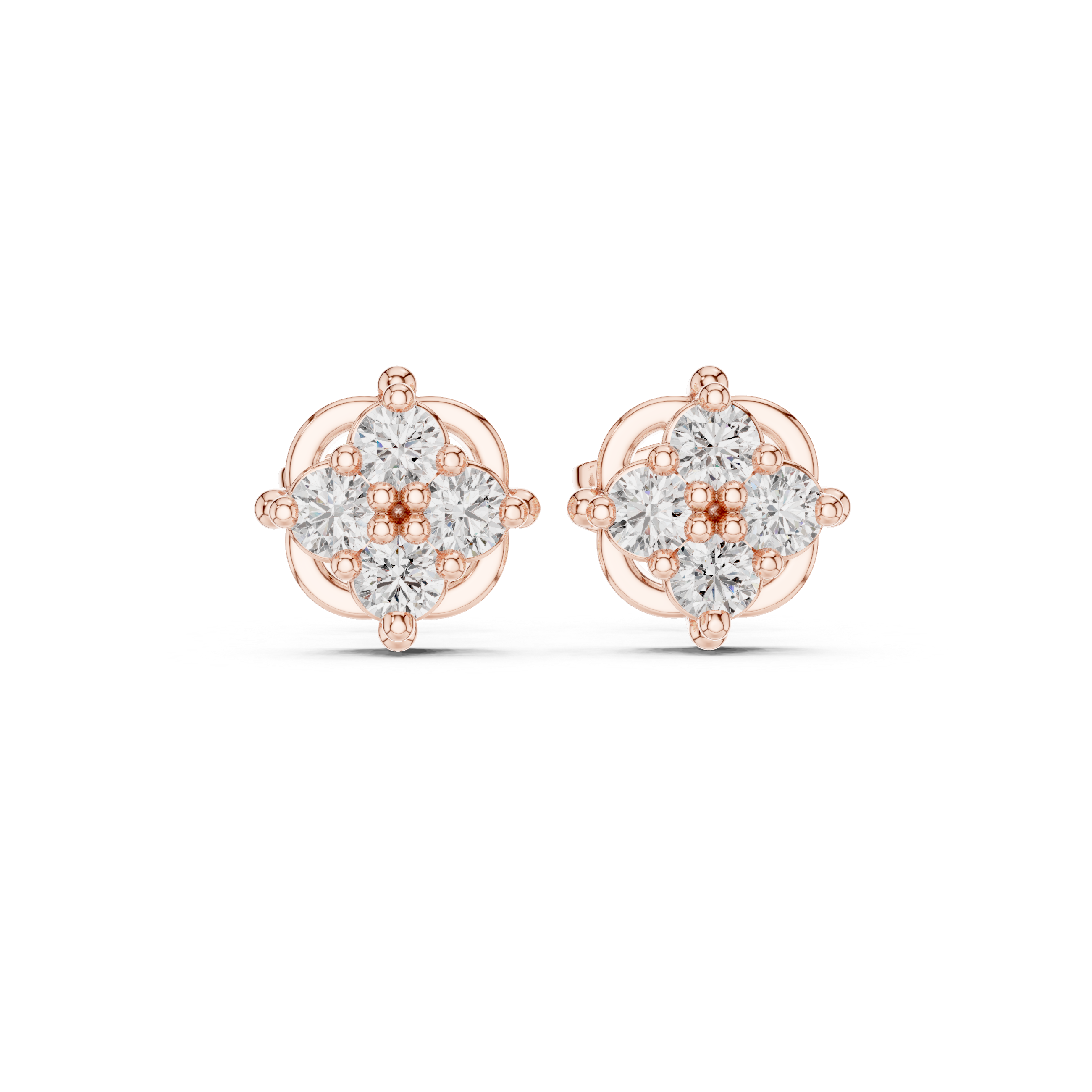 Vintage Floral cluster Stud Earrings with Sparkling