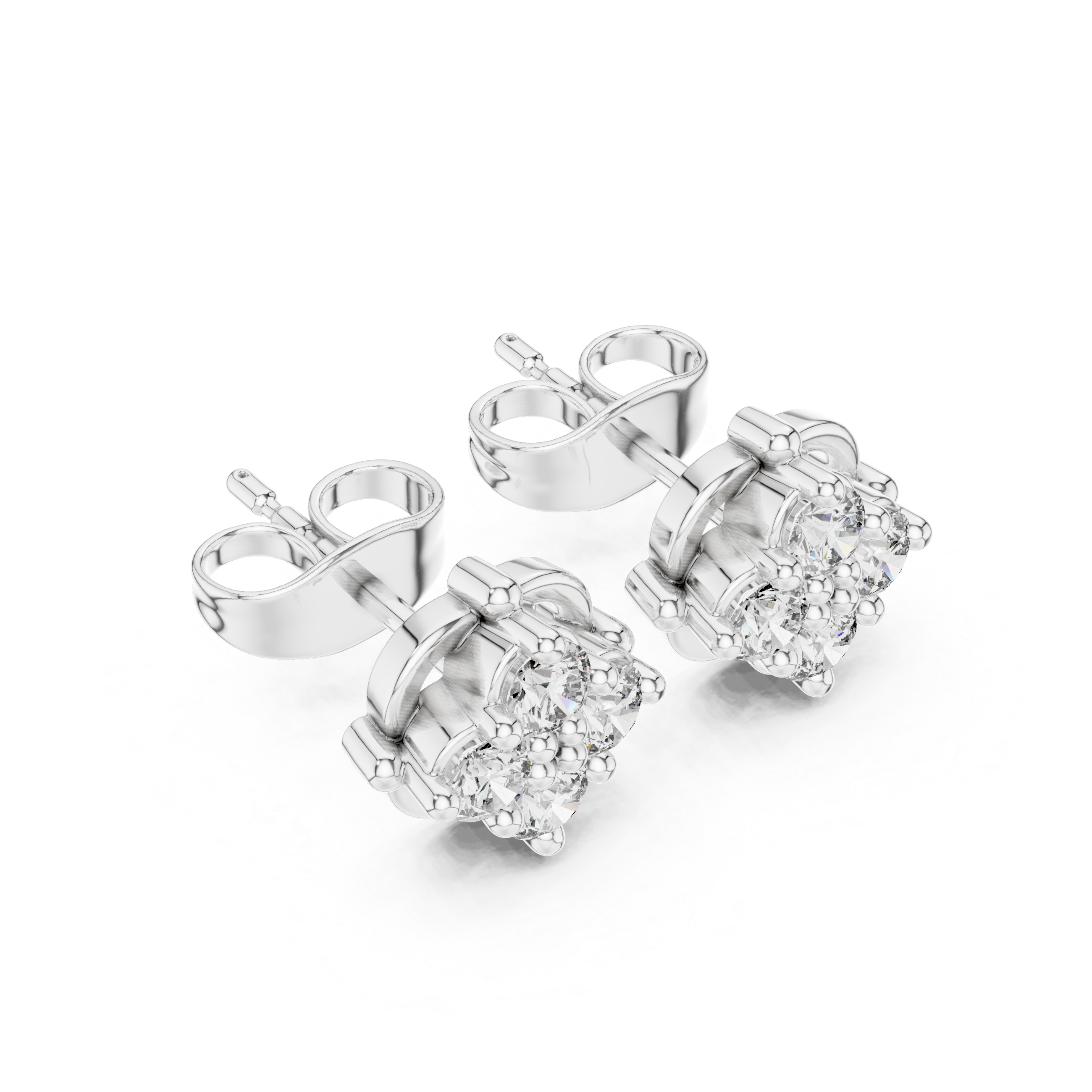 Vintage Floral cluster Stud Earrings with Sparkling