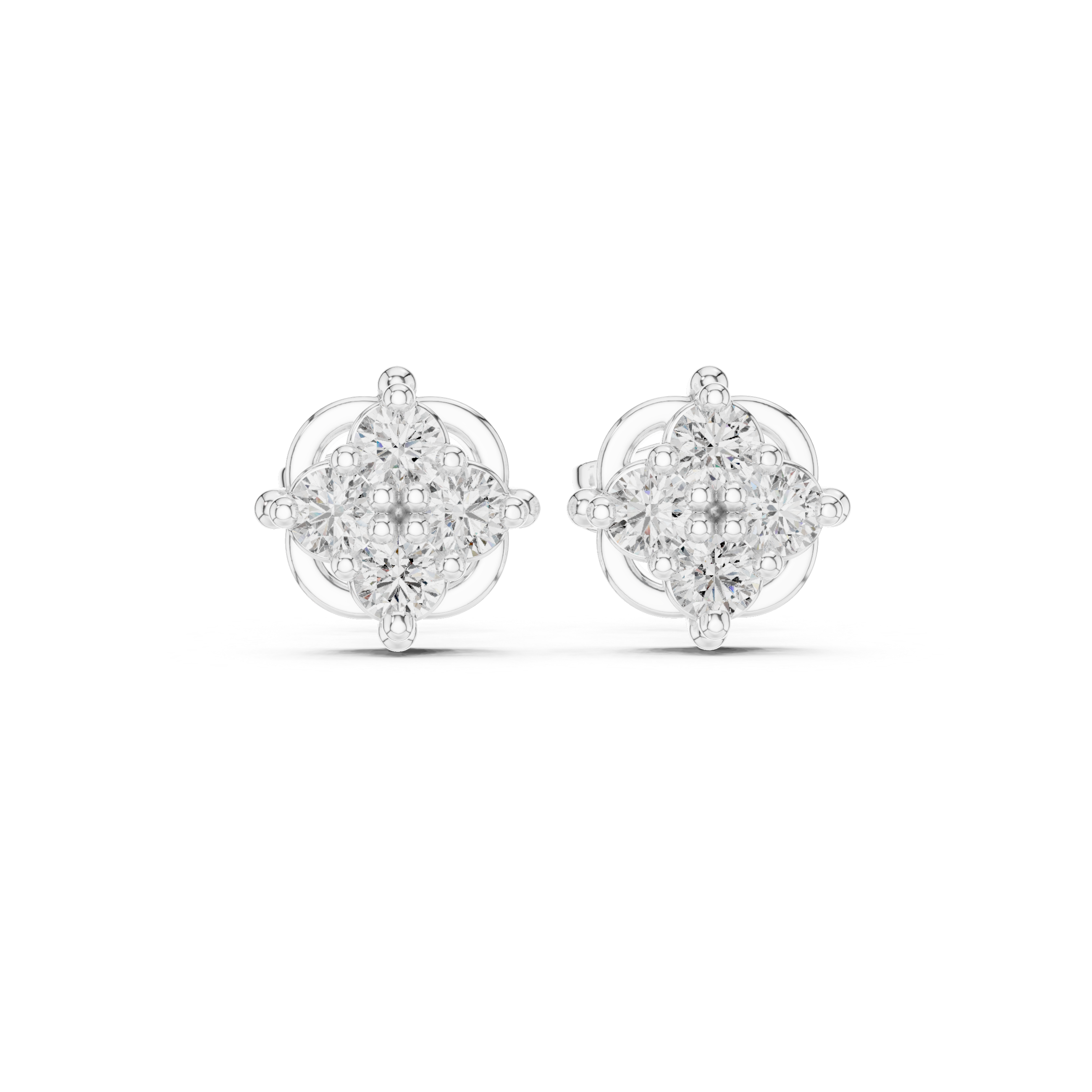 Vintage Floral cluster Stud Earrings with Sparkling