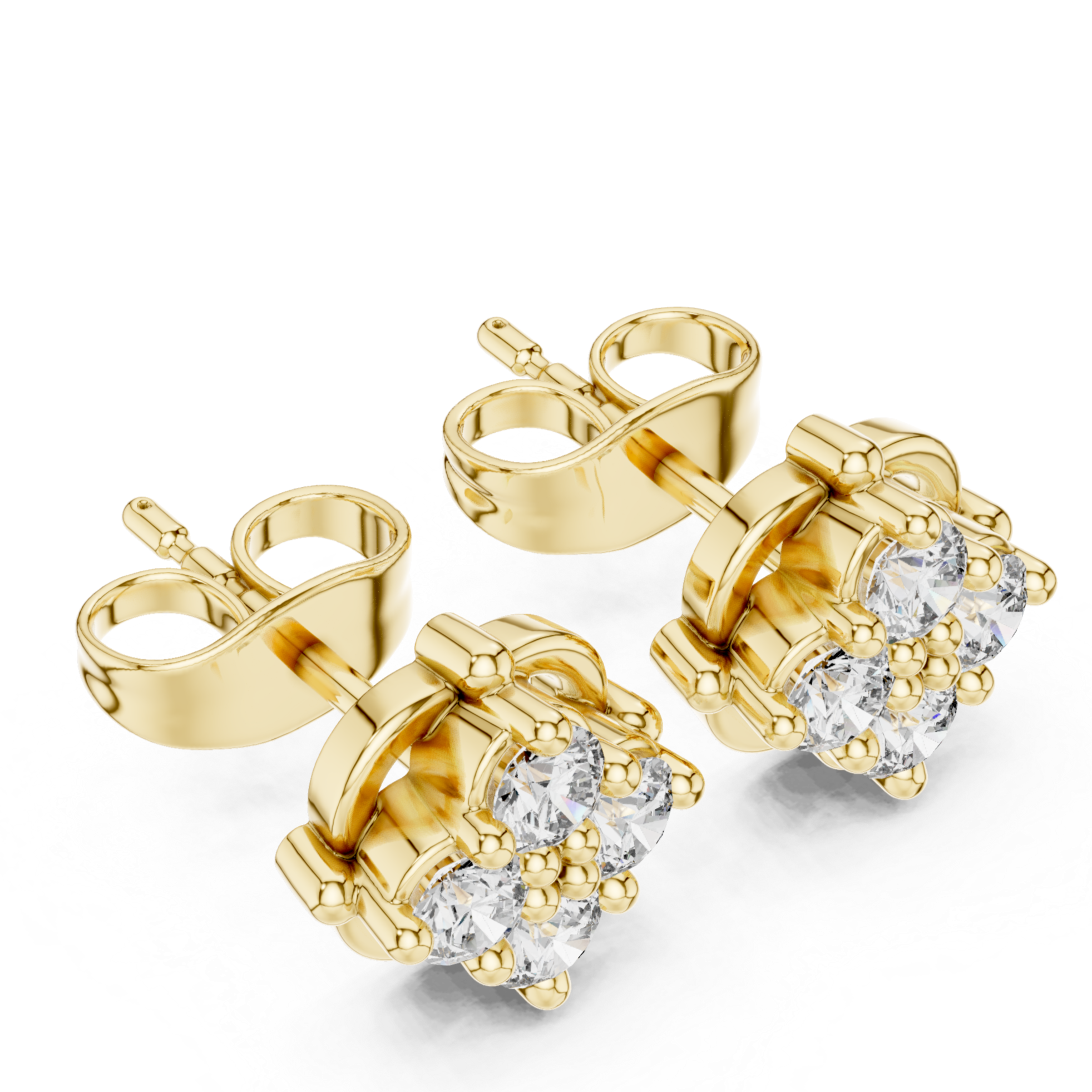 Vintage Floral cluster Stud Earrings with Sparkling