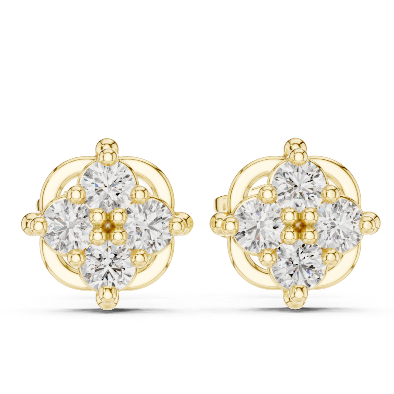 Vintage Floral cluster Stud Earrings with Sparkling