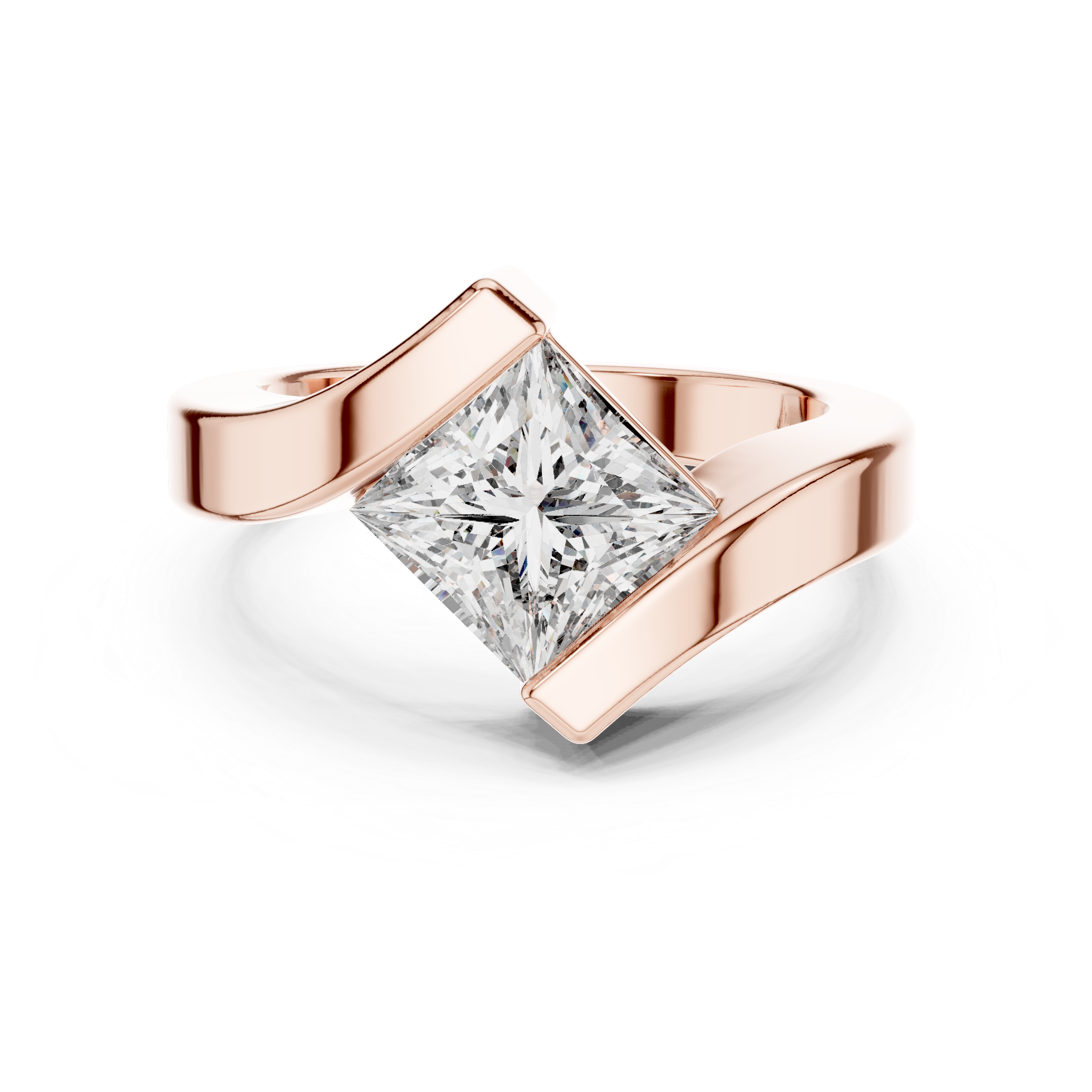 Tension-Set Ring with Princess-Cut Diamond