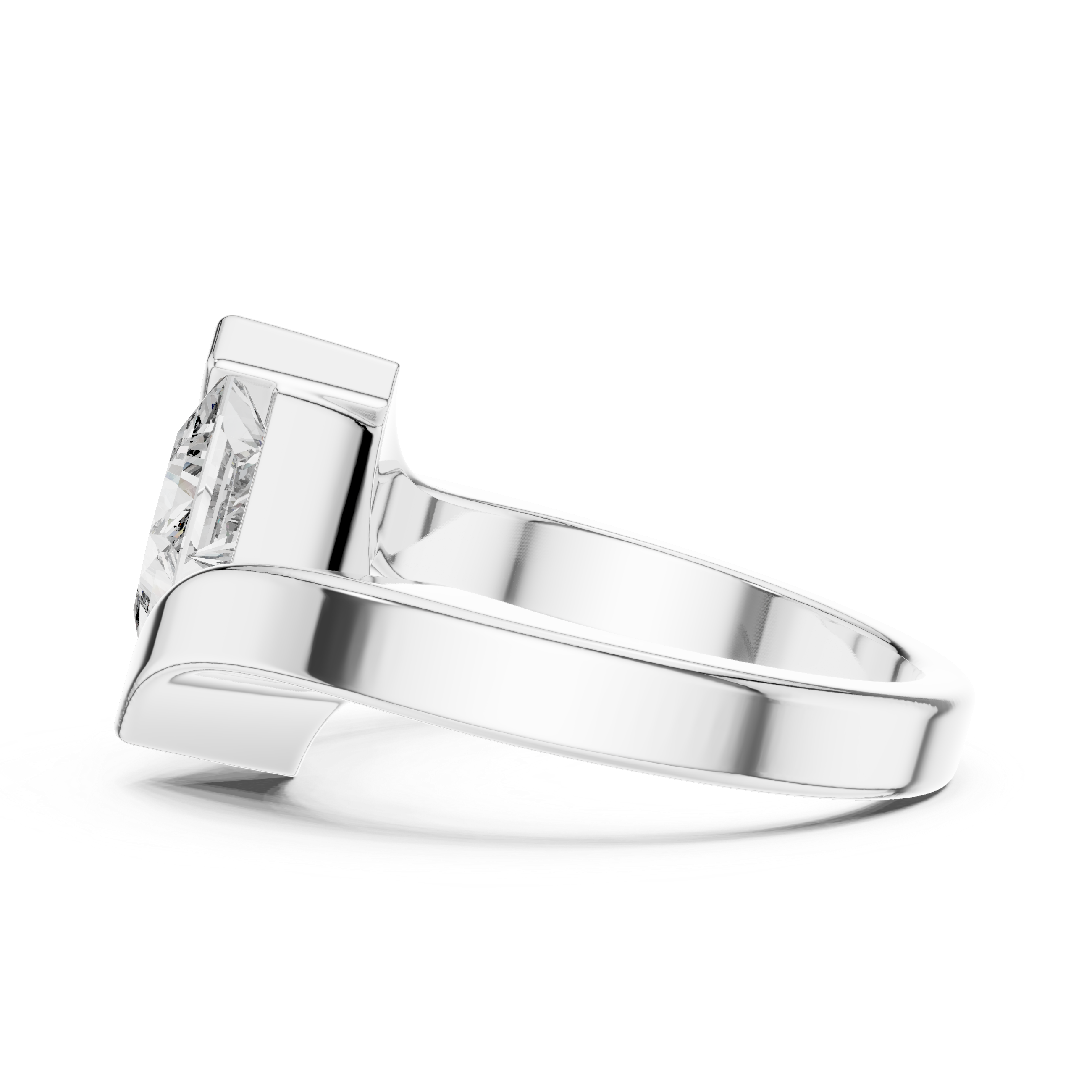 Tension-Set Ring with Princess-Cut Diamond