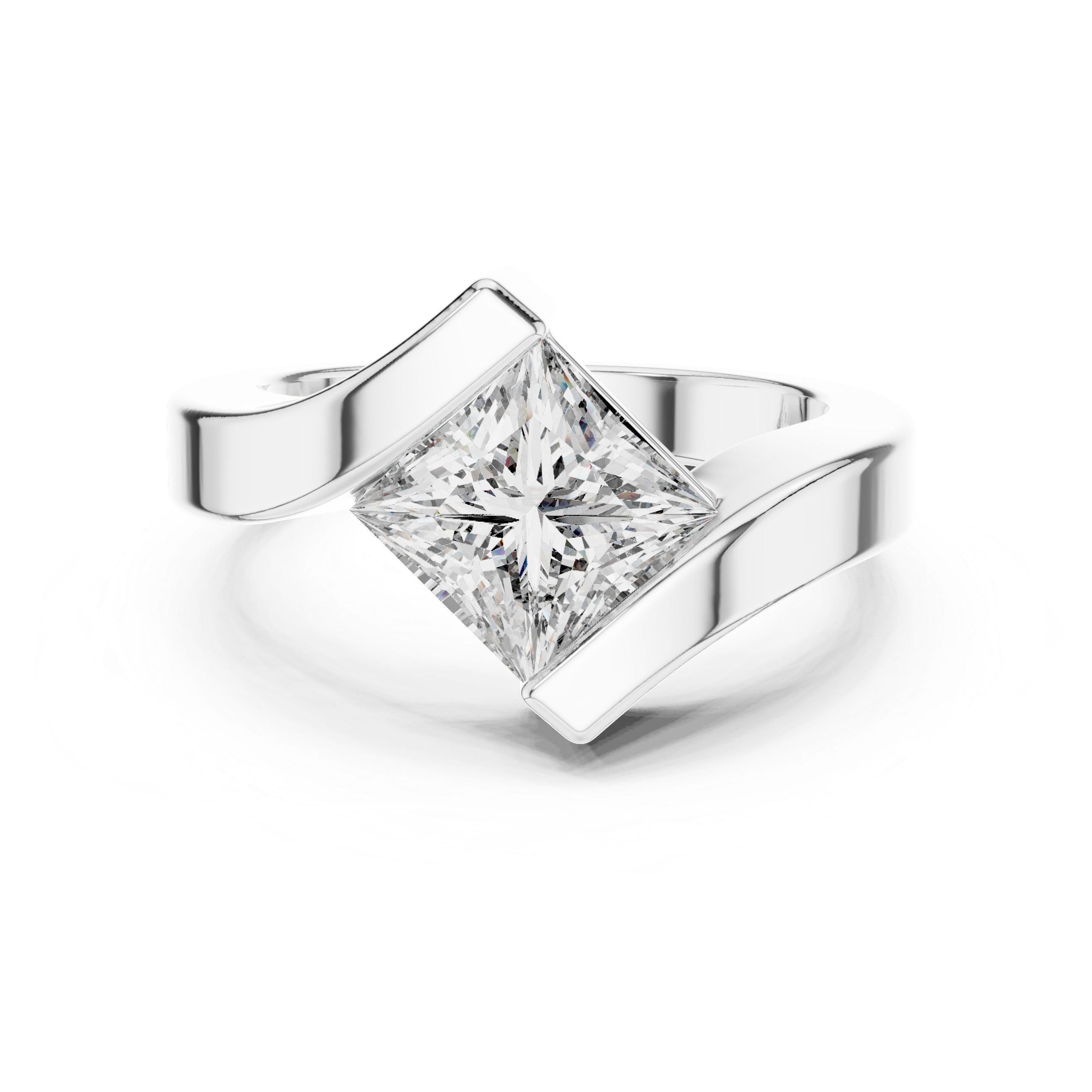 Tension-Set Ring with Princess-Cut Diamond