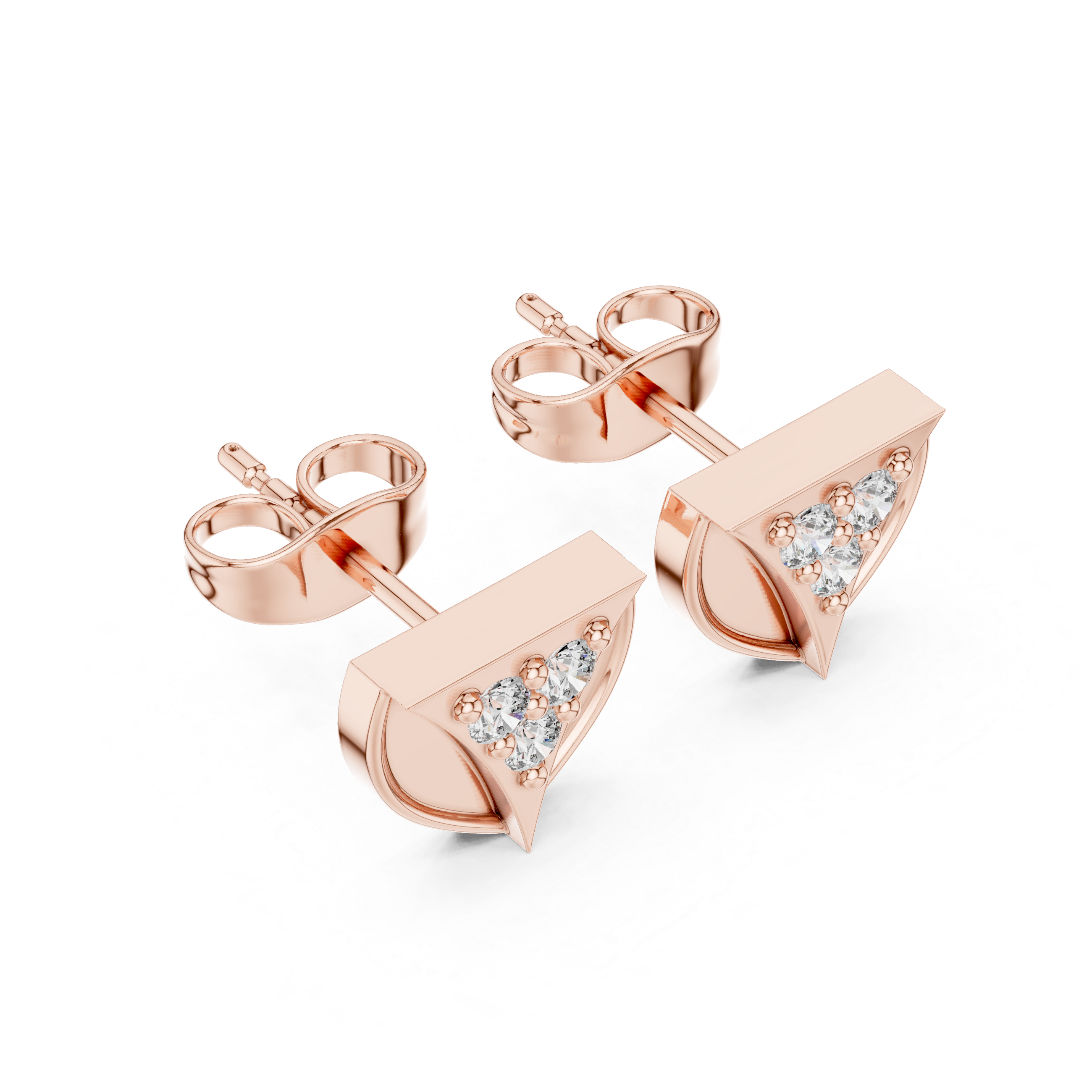 Triangular Stud Earrings with Sparkling Gemstone Accents