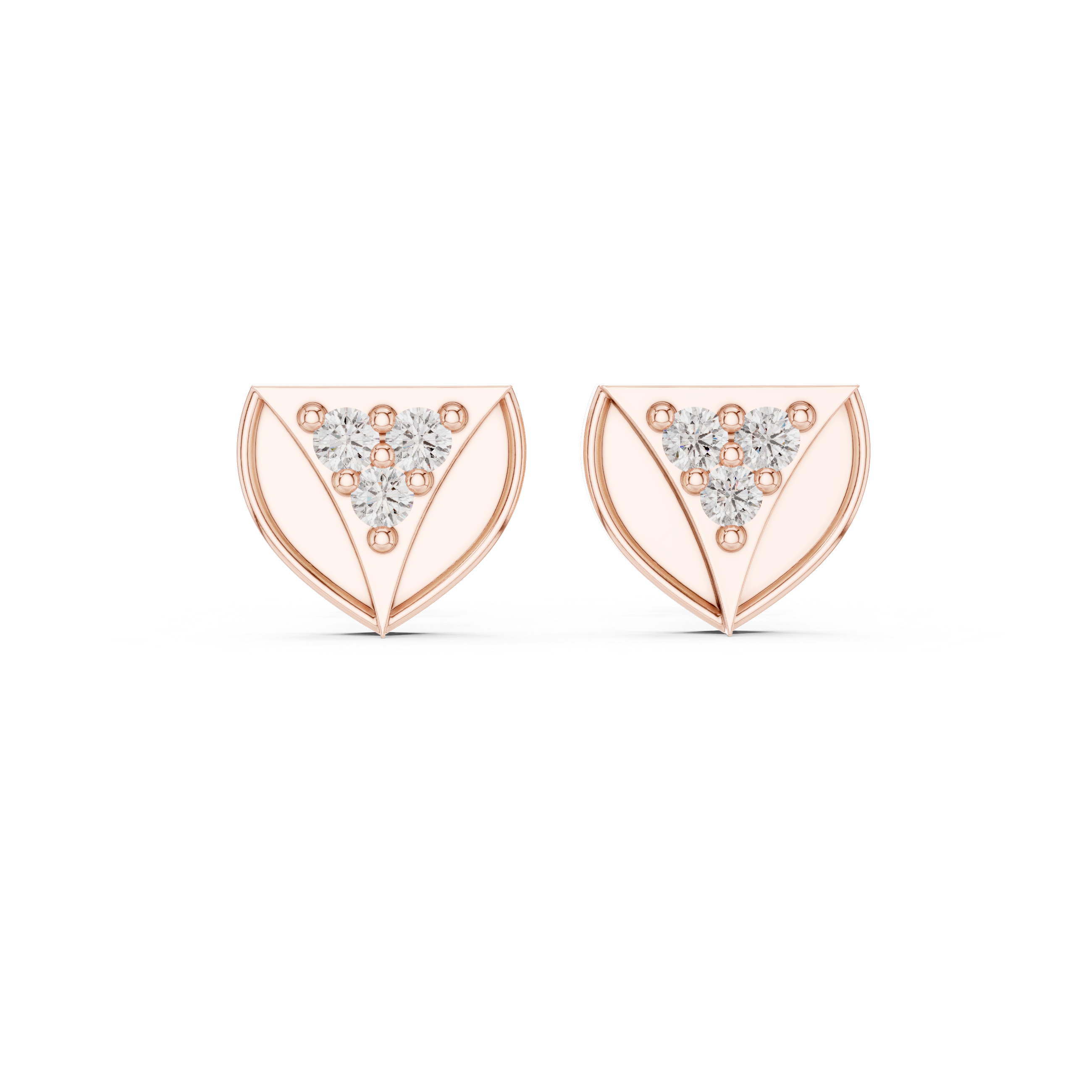Triangular Stud Earrings with Sparkling Gemstone Accents