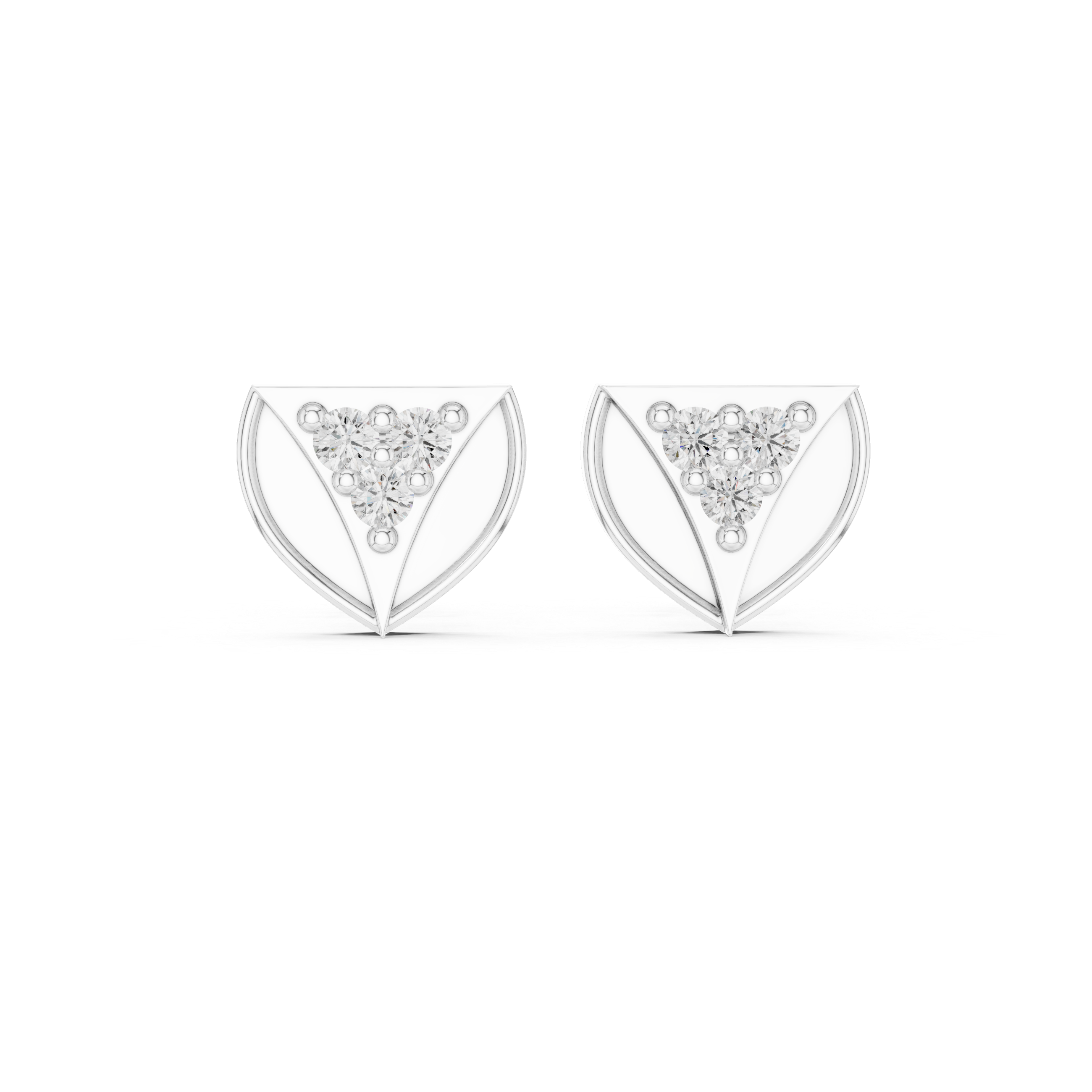 Triangular Stud Earrings with Sparkling Gemstone Accents
