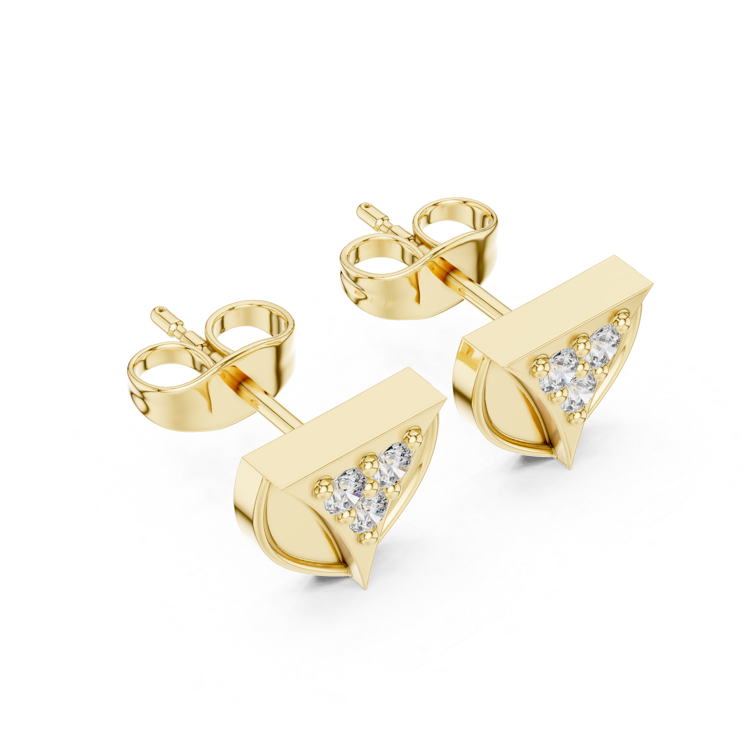 Triangular Stud Earrings with Sparkling Gemstone Accents