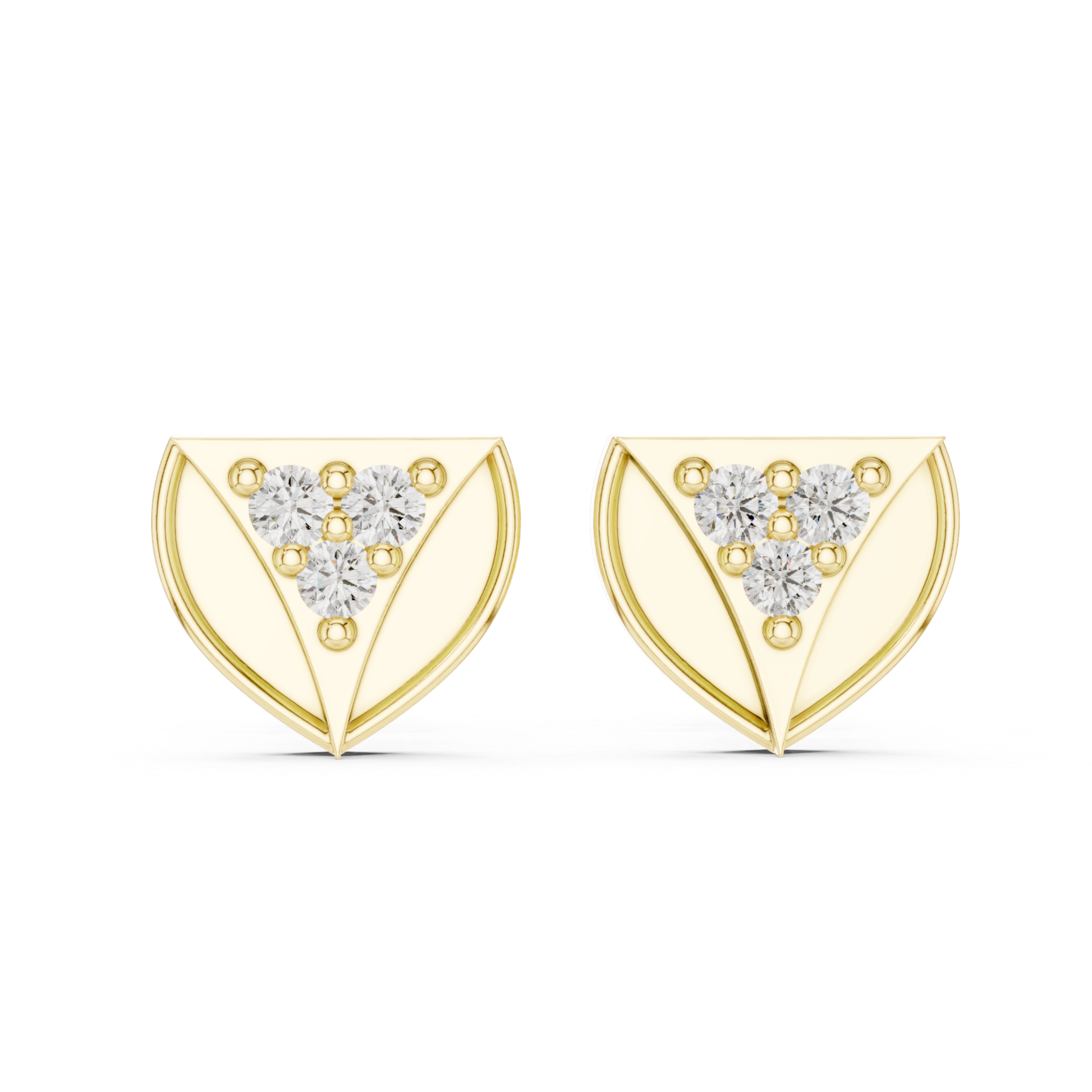 Triangular Stud Earrings with Sparkling Gemstone Accents