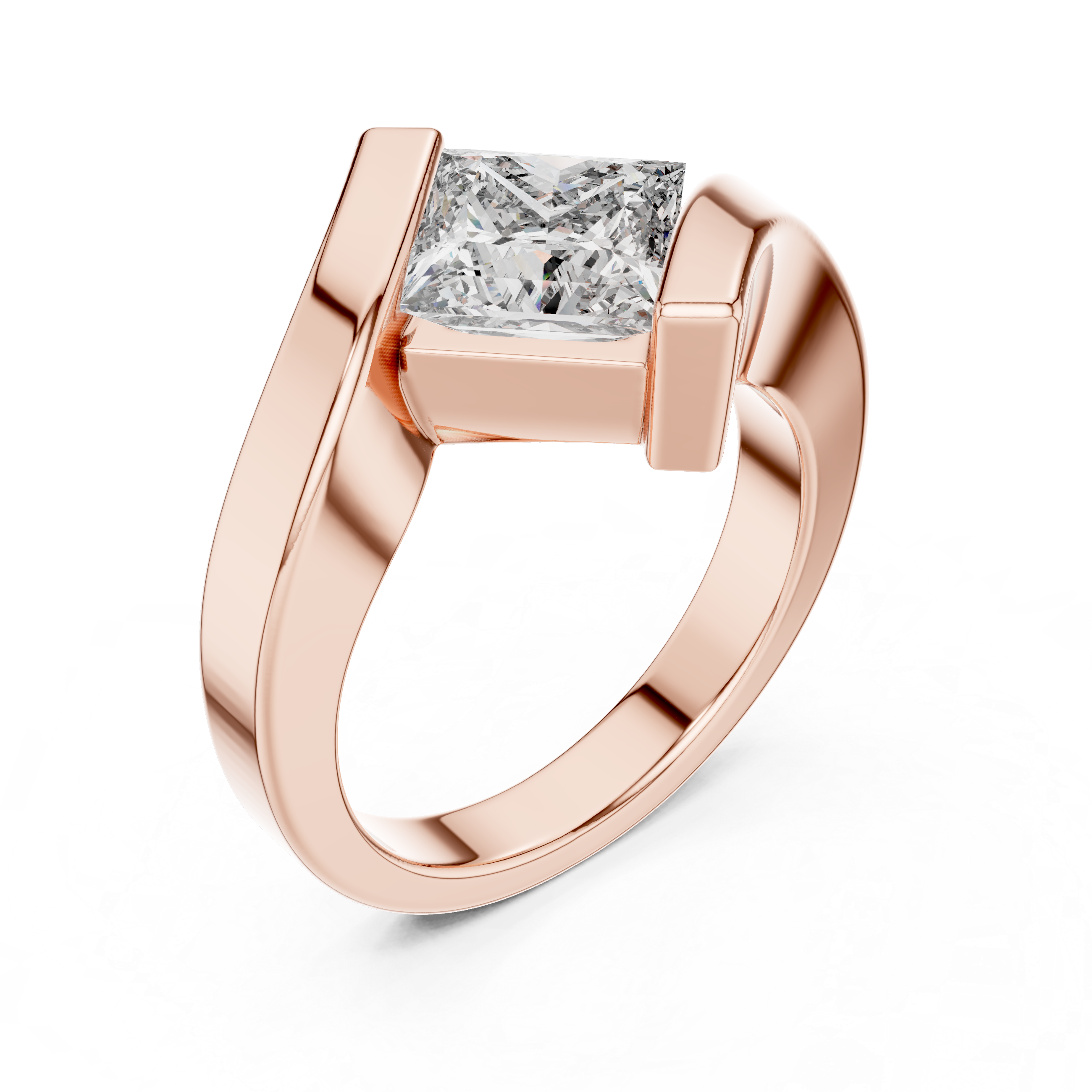 Tension-Set Ring with Princess-Cut Diamond