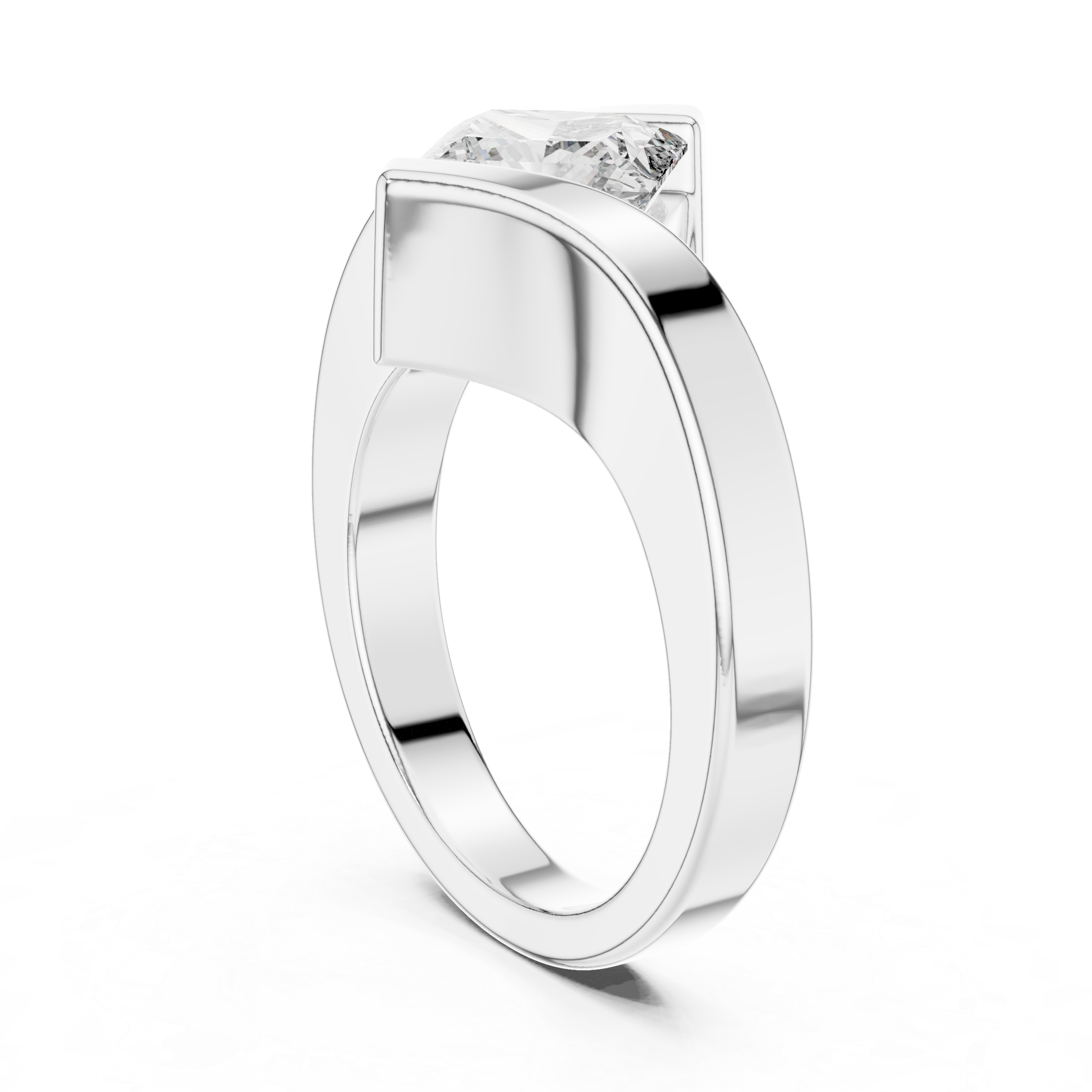 Tension-Set Ring with Princess-Cut Diamond