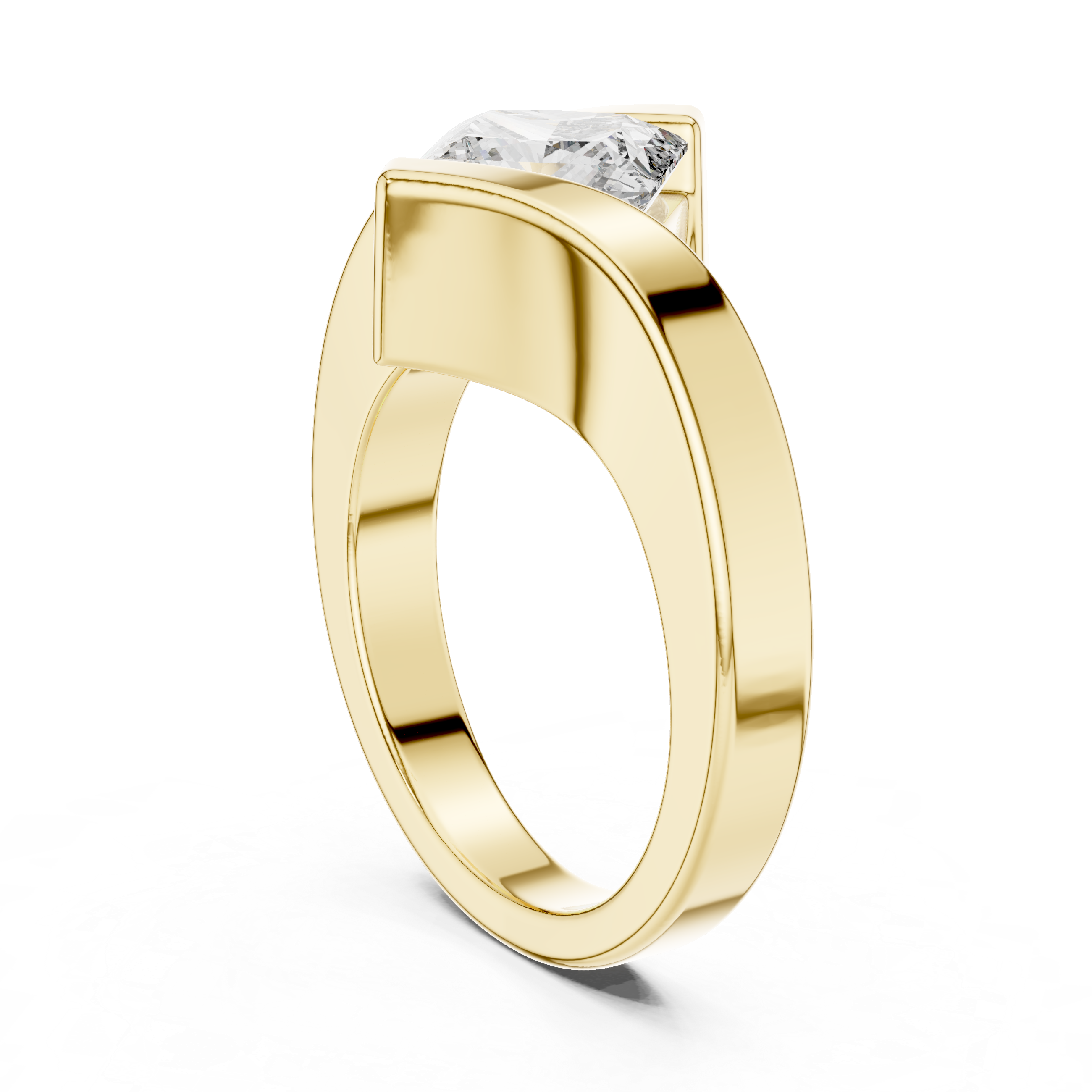 Tension-Set Ring with Princess-Cut Diamond