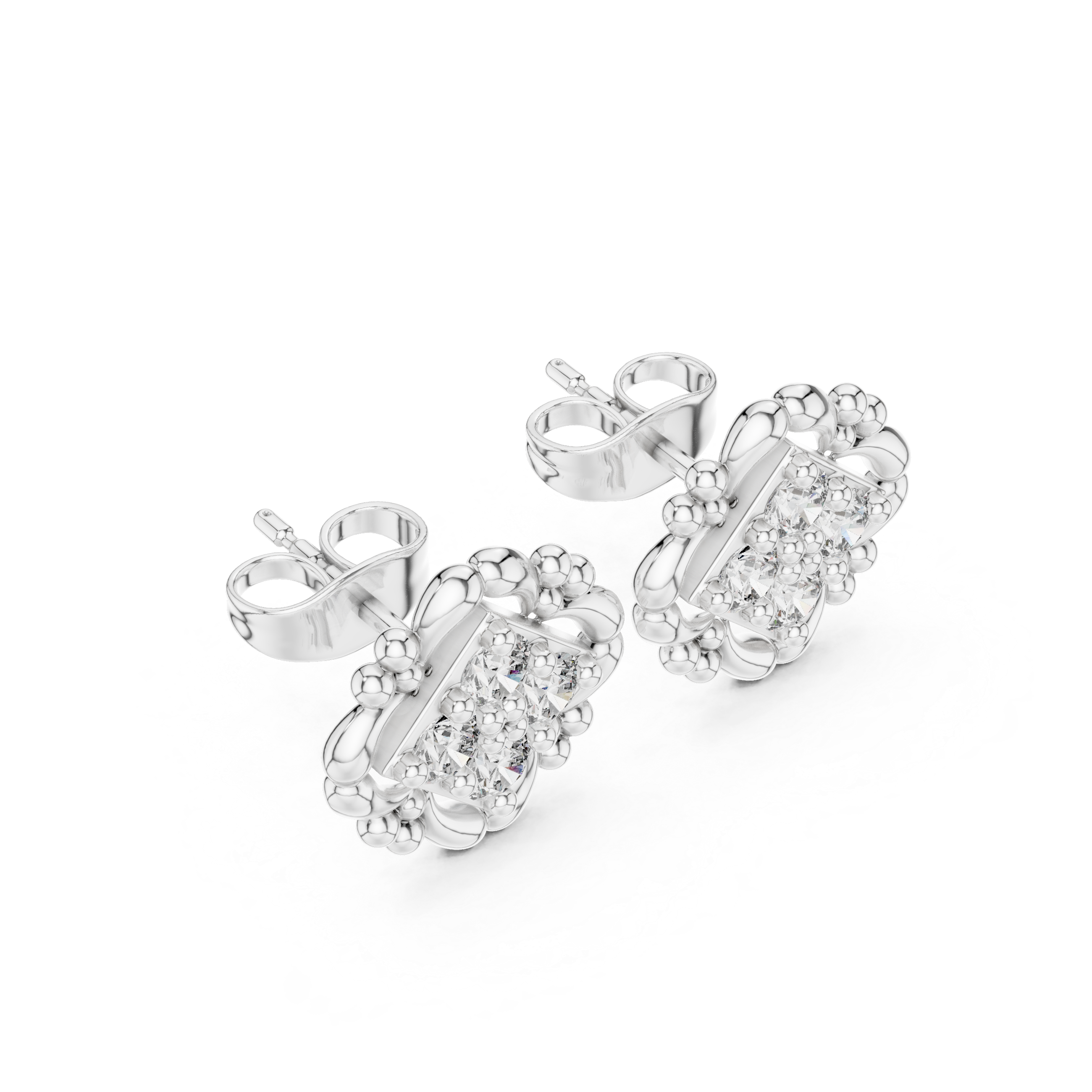 Charming Rose Gold Floral Stud Earrings