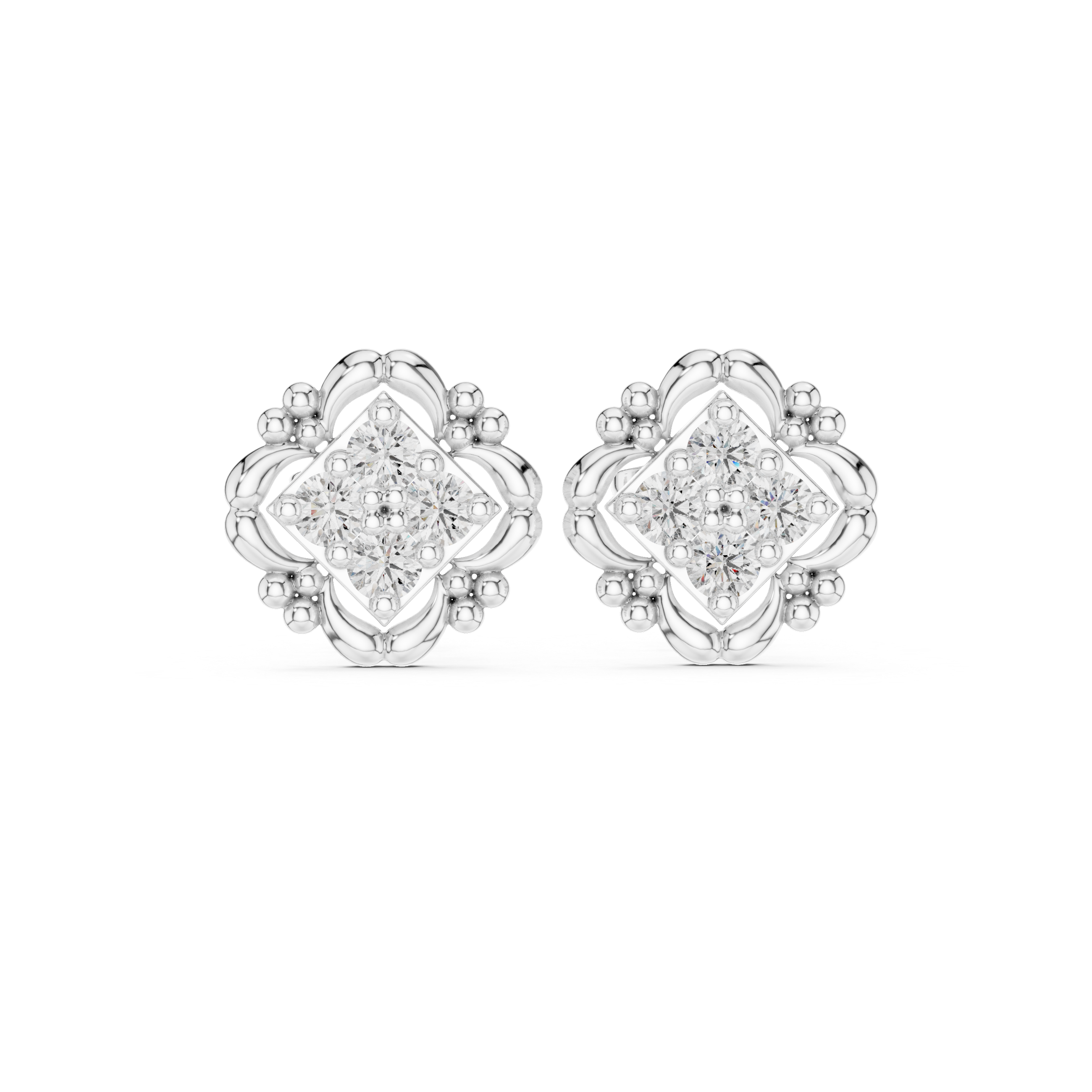 Charming Rose Gold Floral Stud Earrings