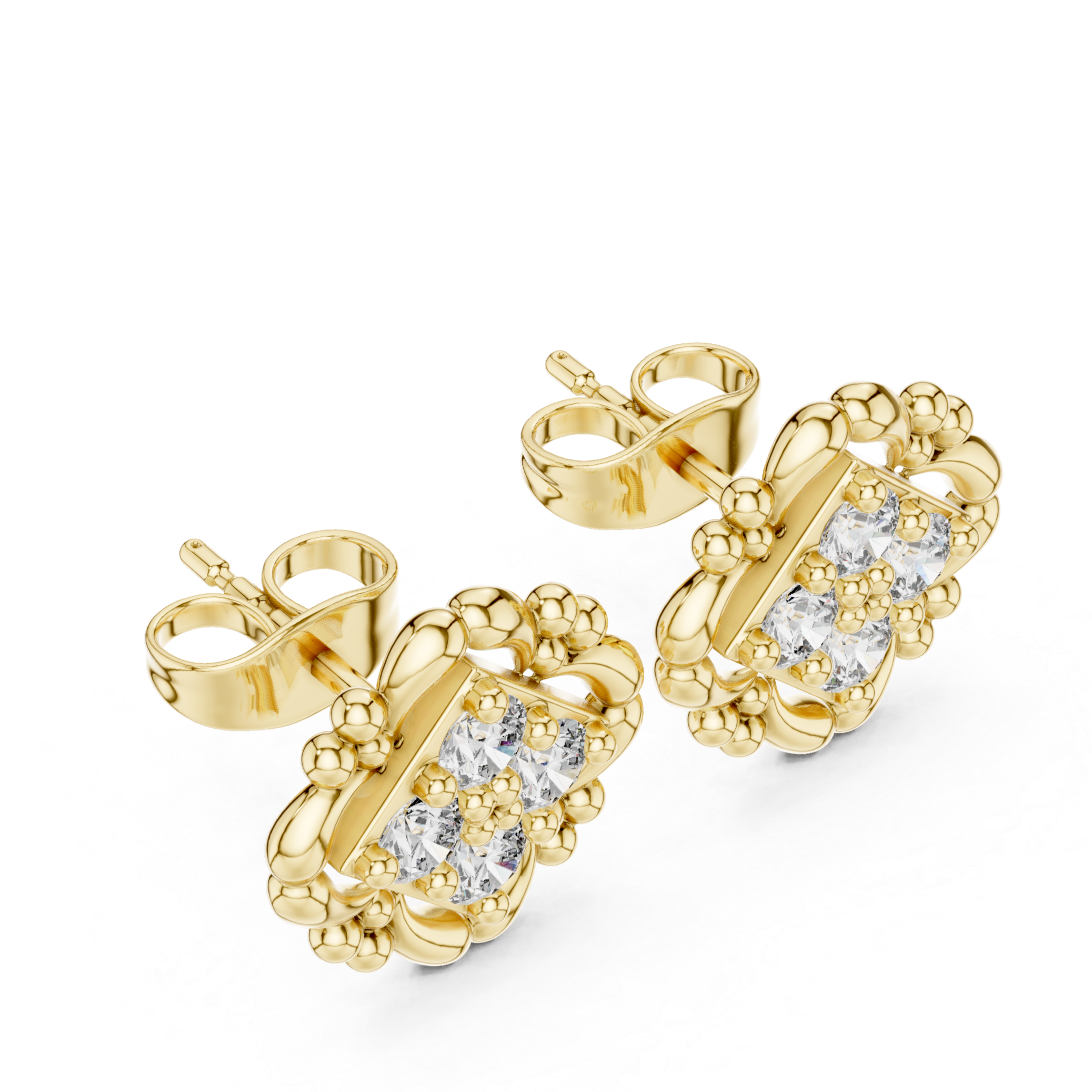 Charming Rose Gold Floral Stud Earrings