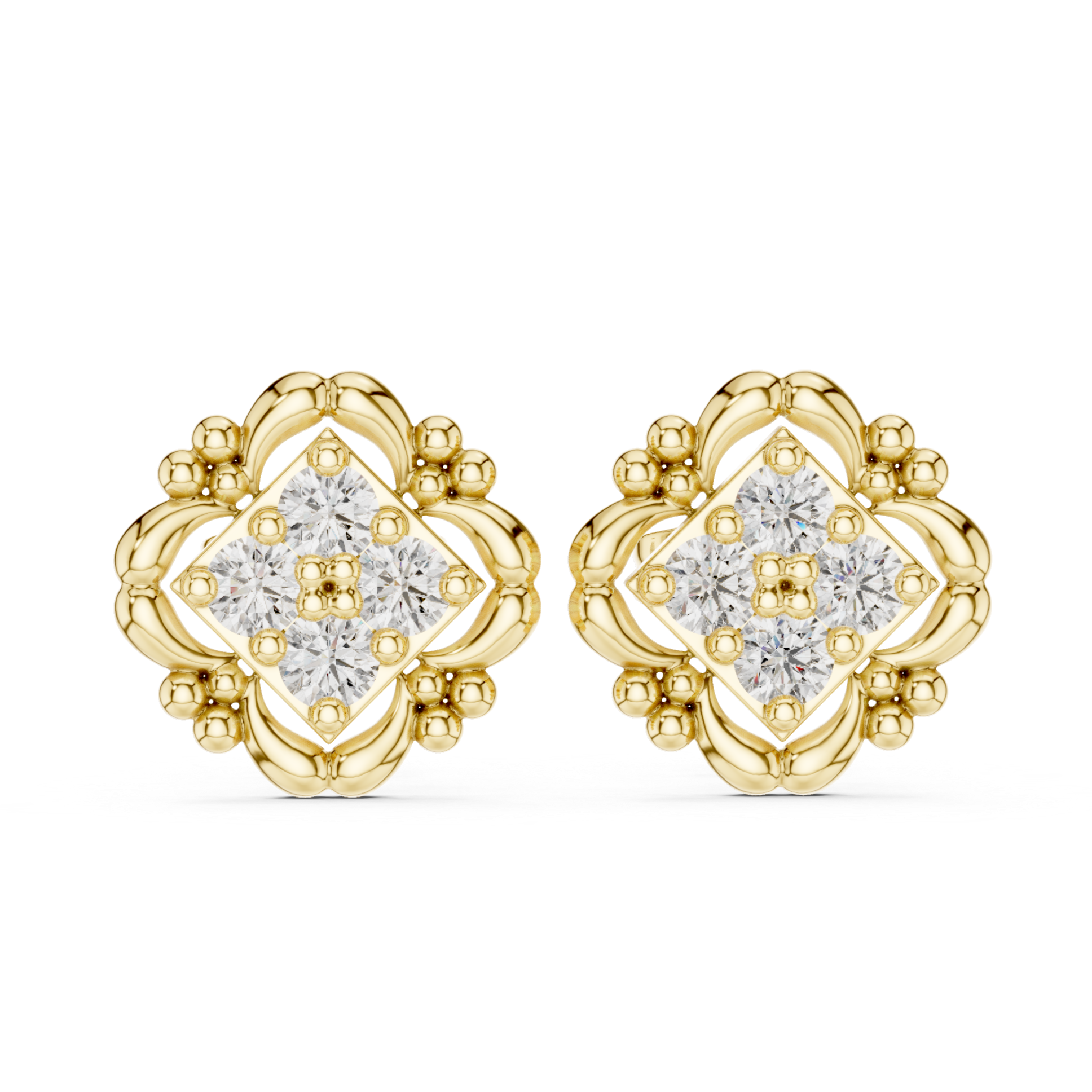 Charming Rose Gold Floral Stud Earrings