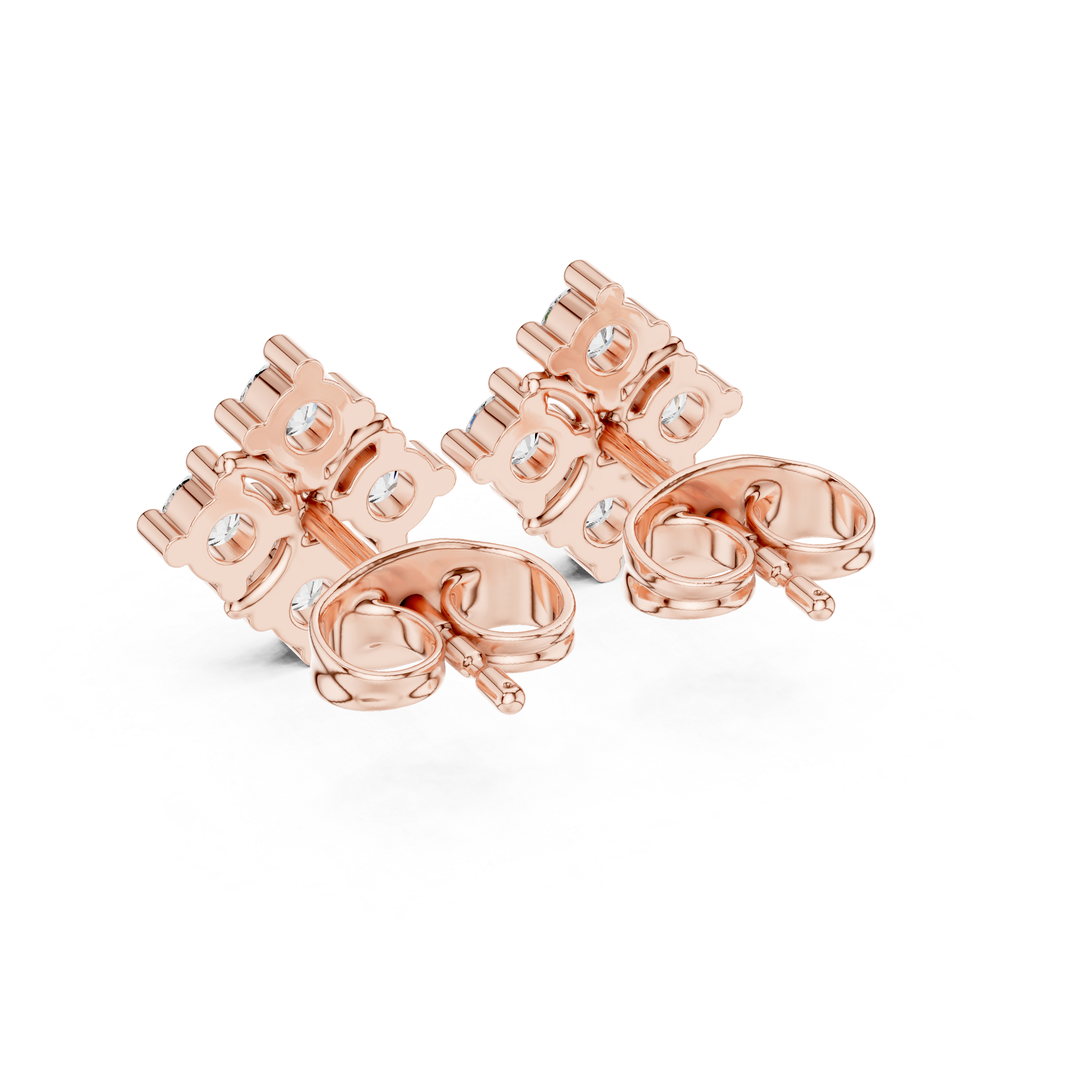 Square cluster Stud Earrings with Sparkling Gemstones