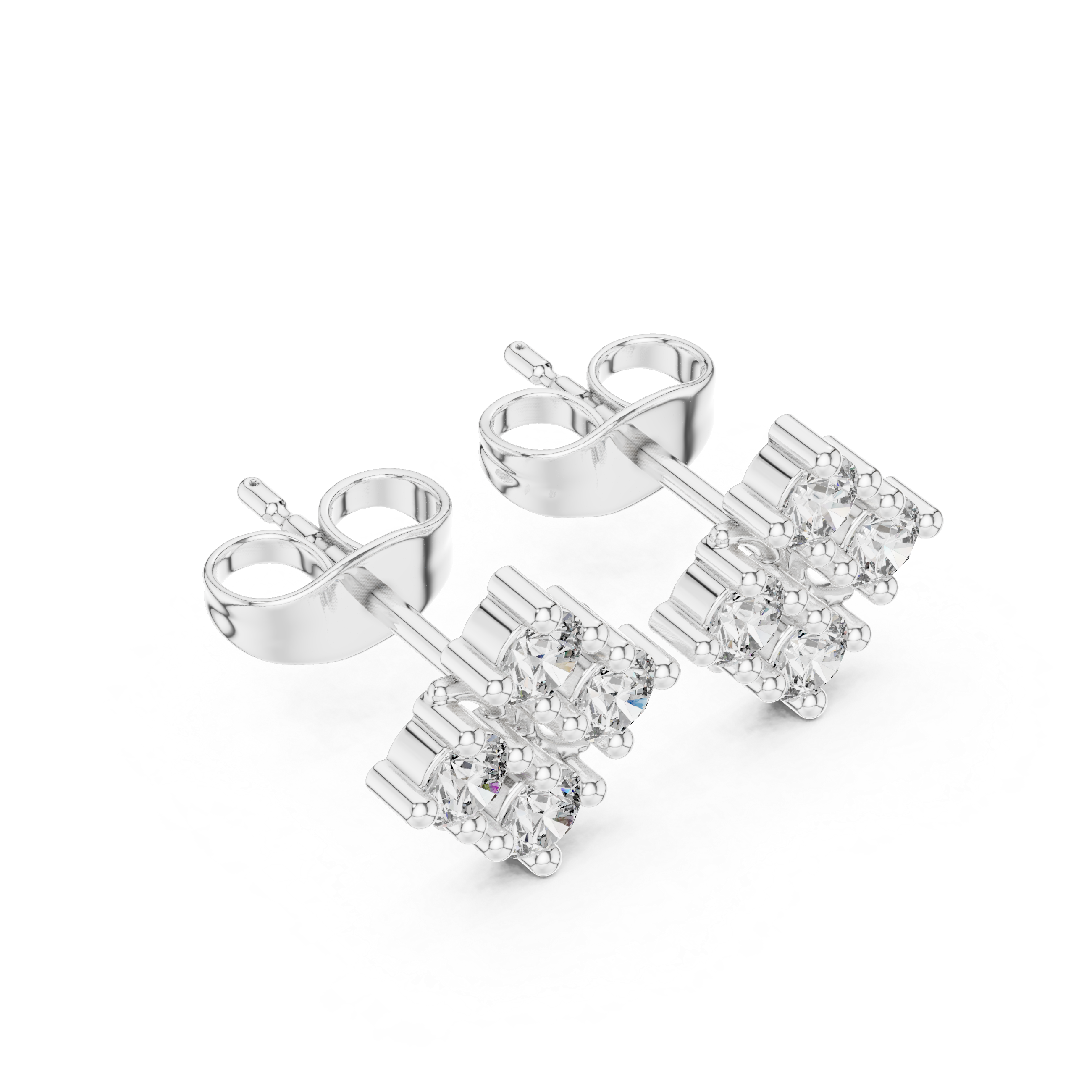 Square cluster Stud Earrings with Sparkling Gemstones