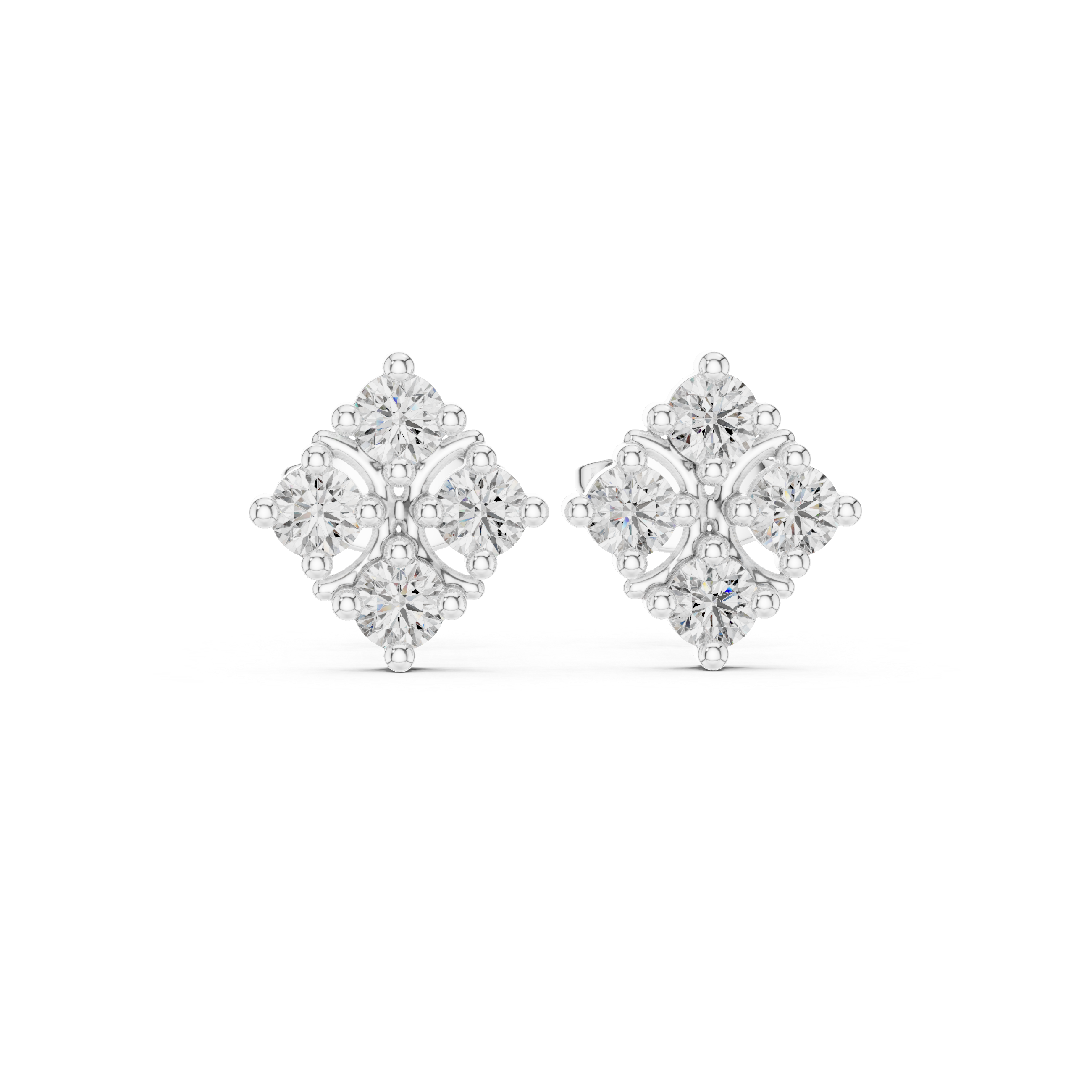 Square cluster Stud Earrings with Sparkling Gemstones