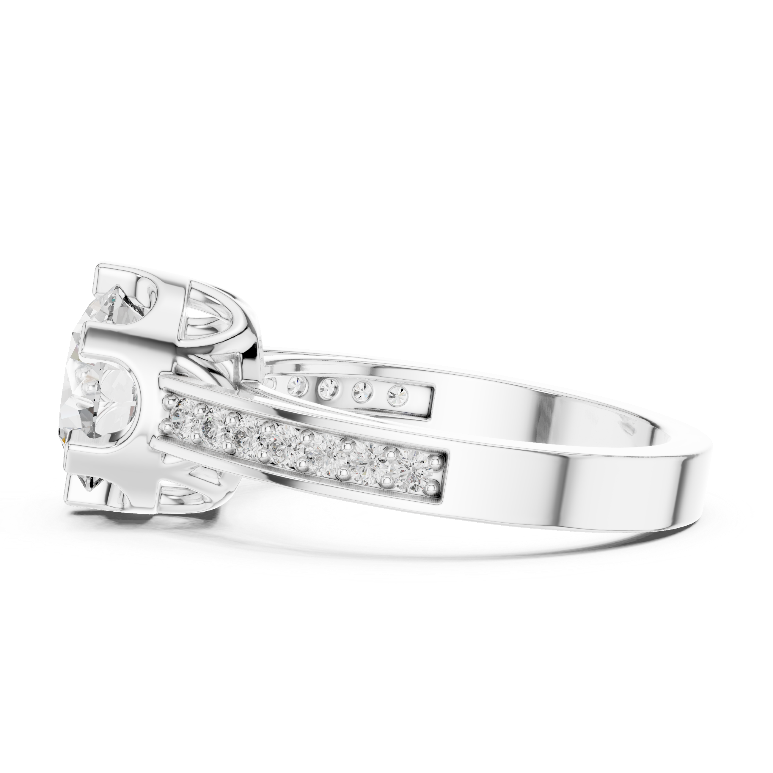Classic Solitaire Diamond Ring with Channel-Set Accents