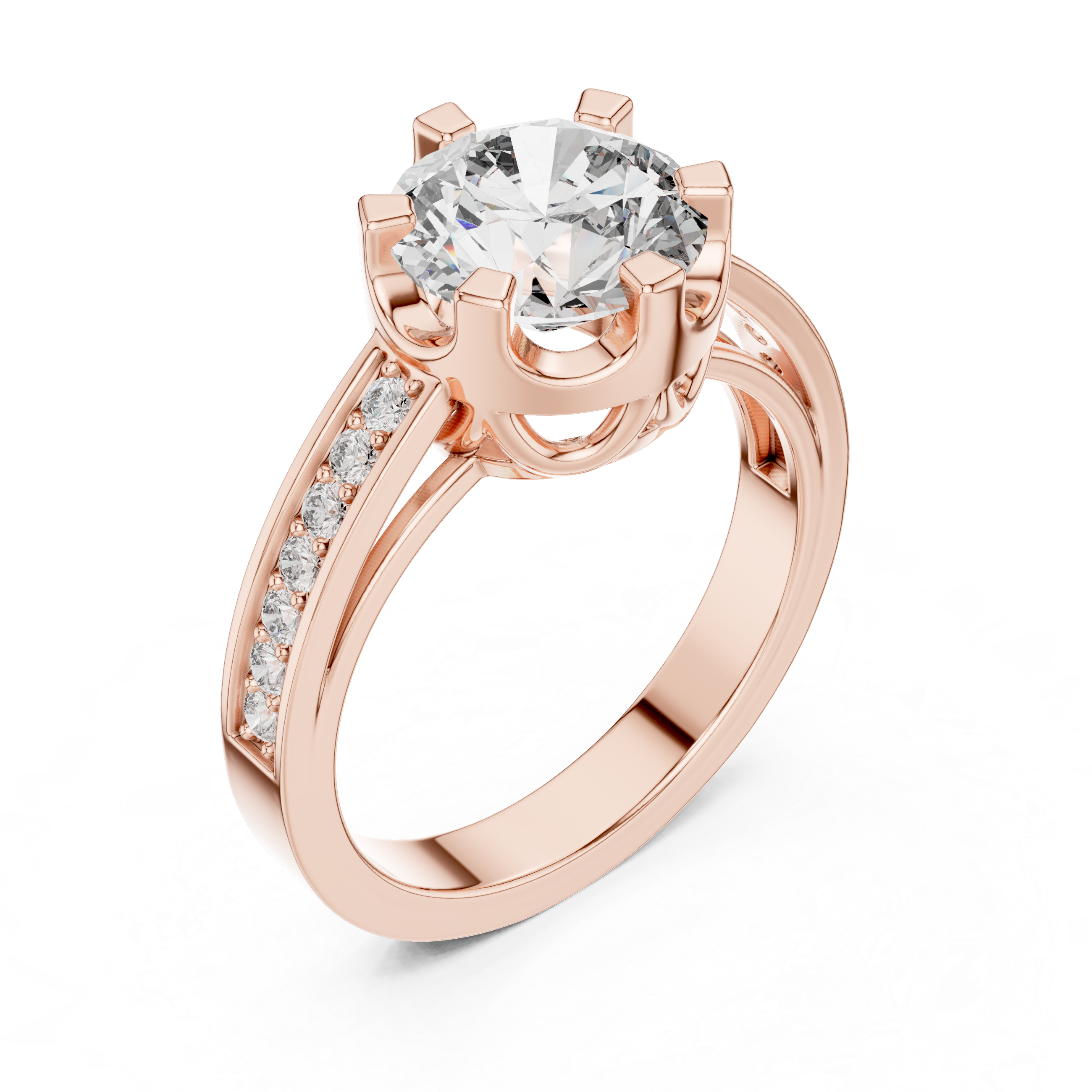 Classic Solitaire Diamond Ring with Channel-Set Accents