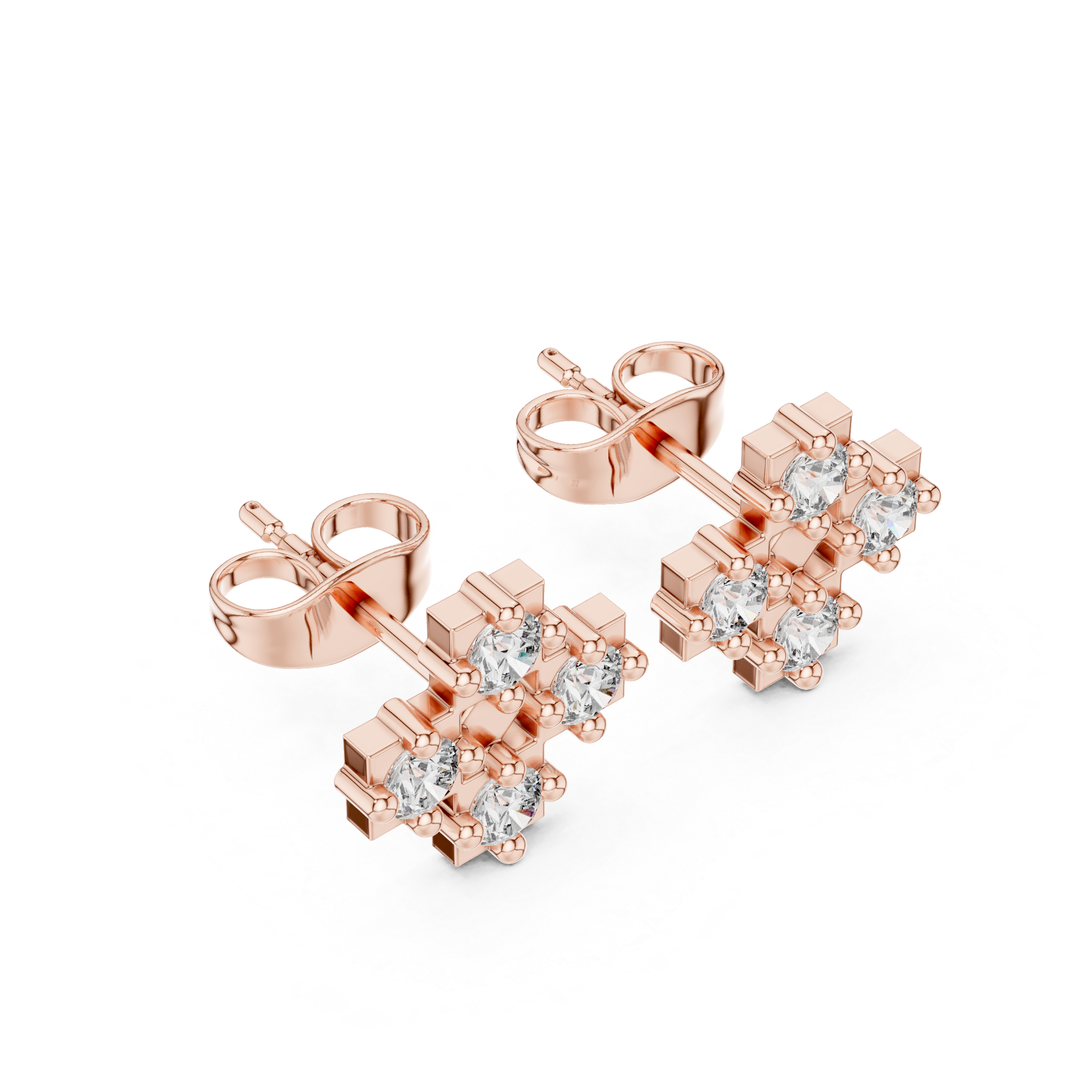 Cross Diamond Stud Earrings