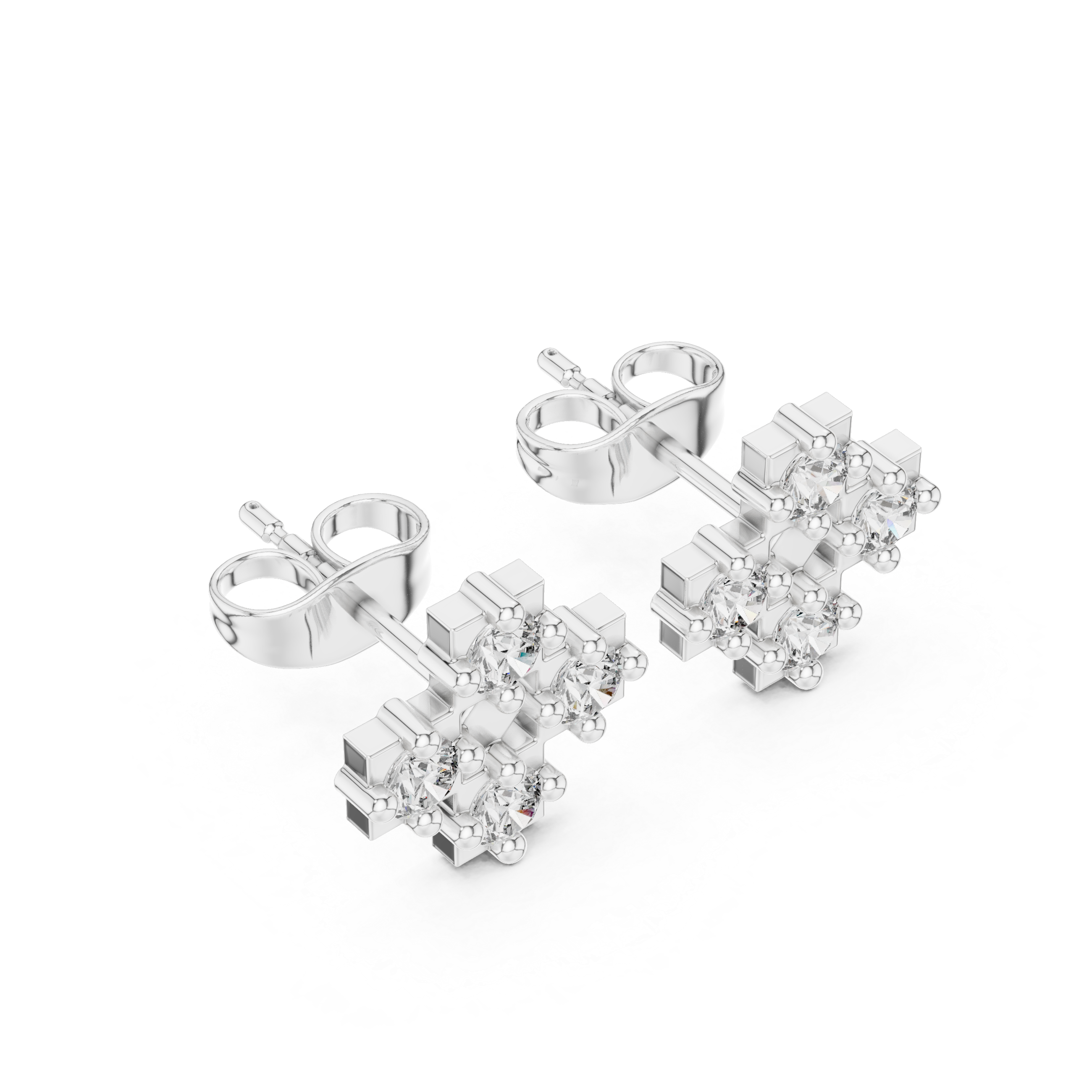 Cross Diamond Stud Earrings