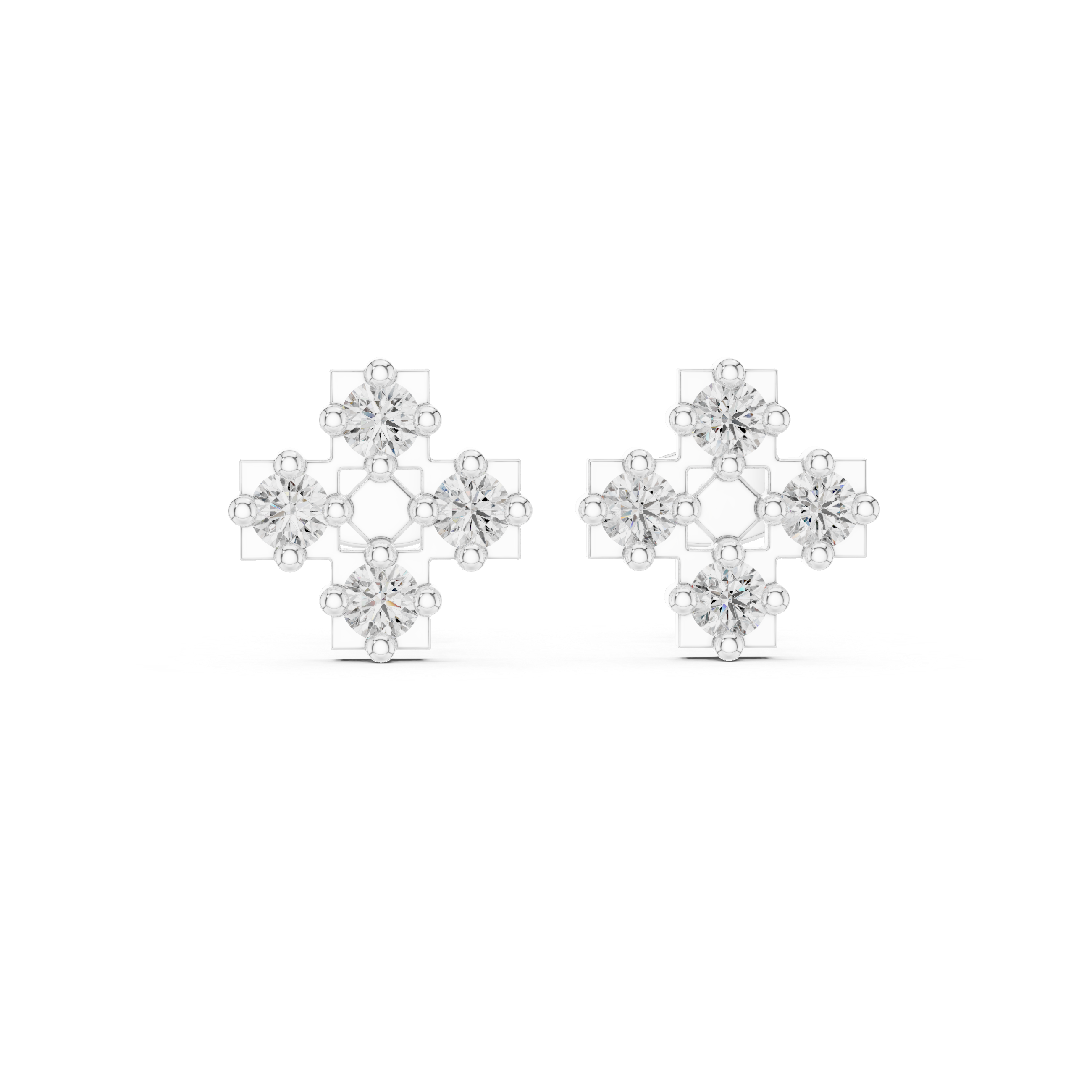Cross Diamond Stud Earrings