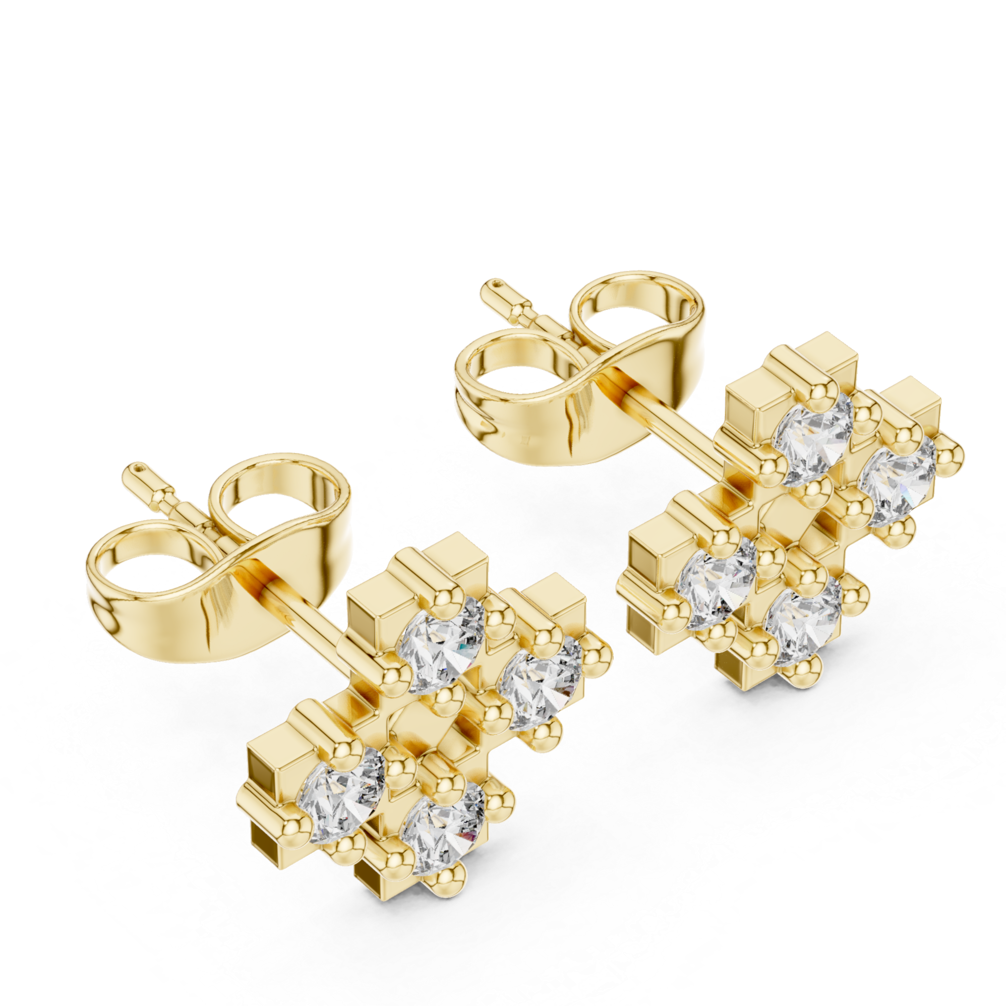 Cross Diamond Stud Earrings