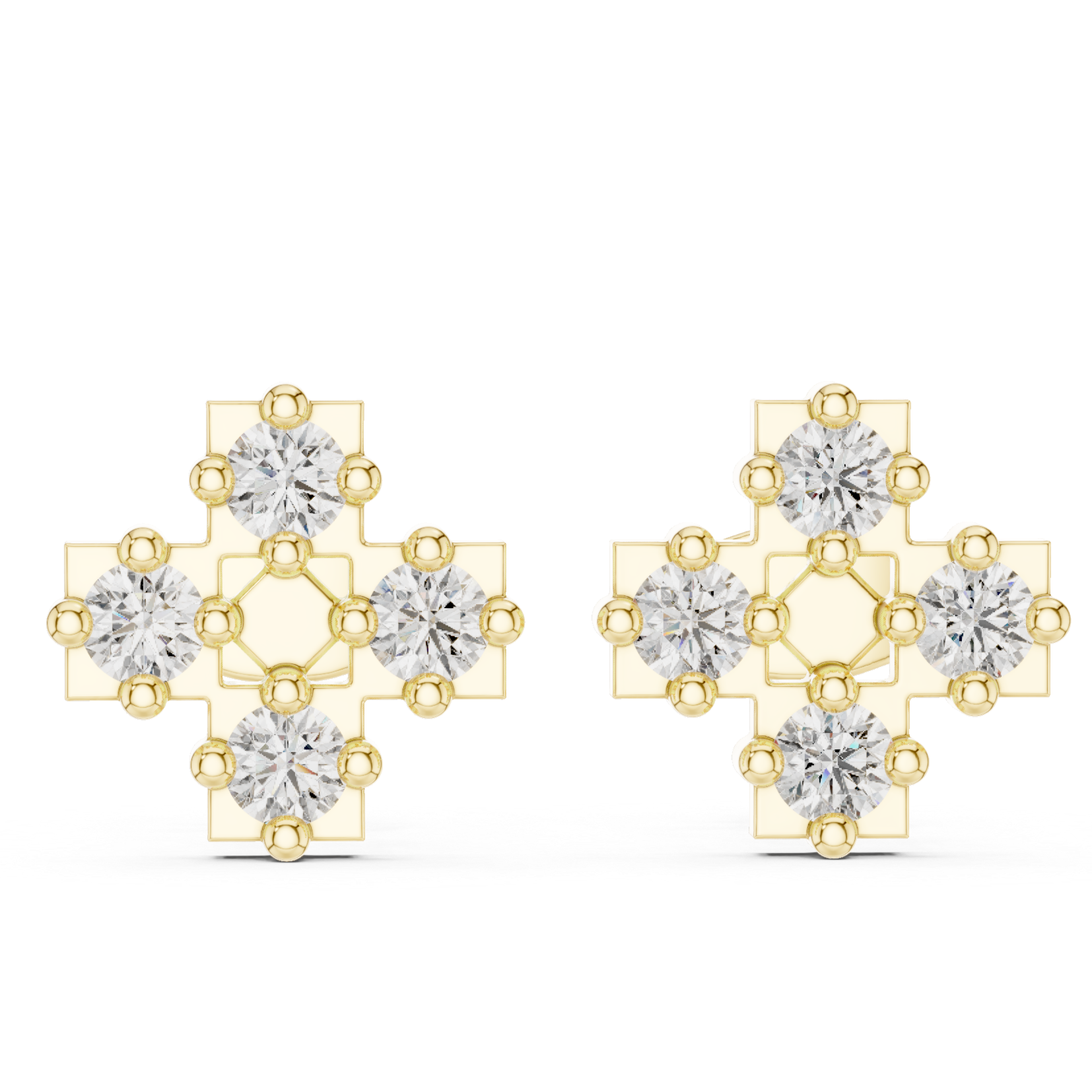 Cross Diamond Stud Earrings