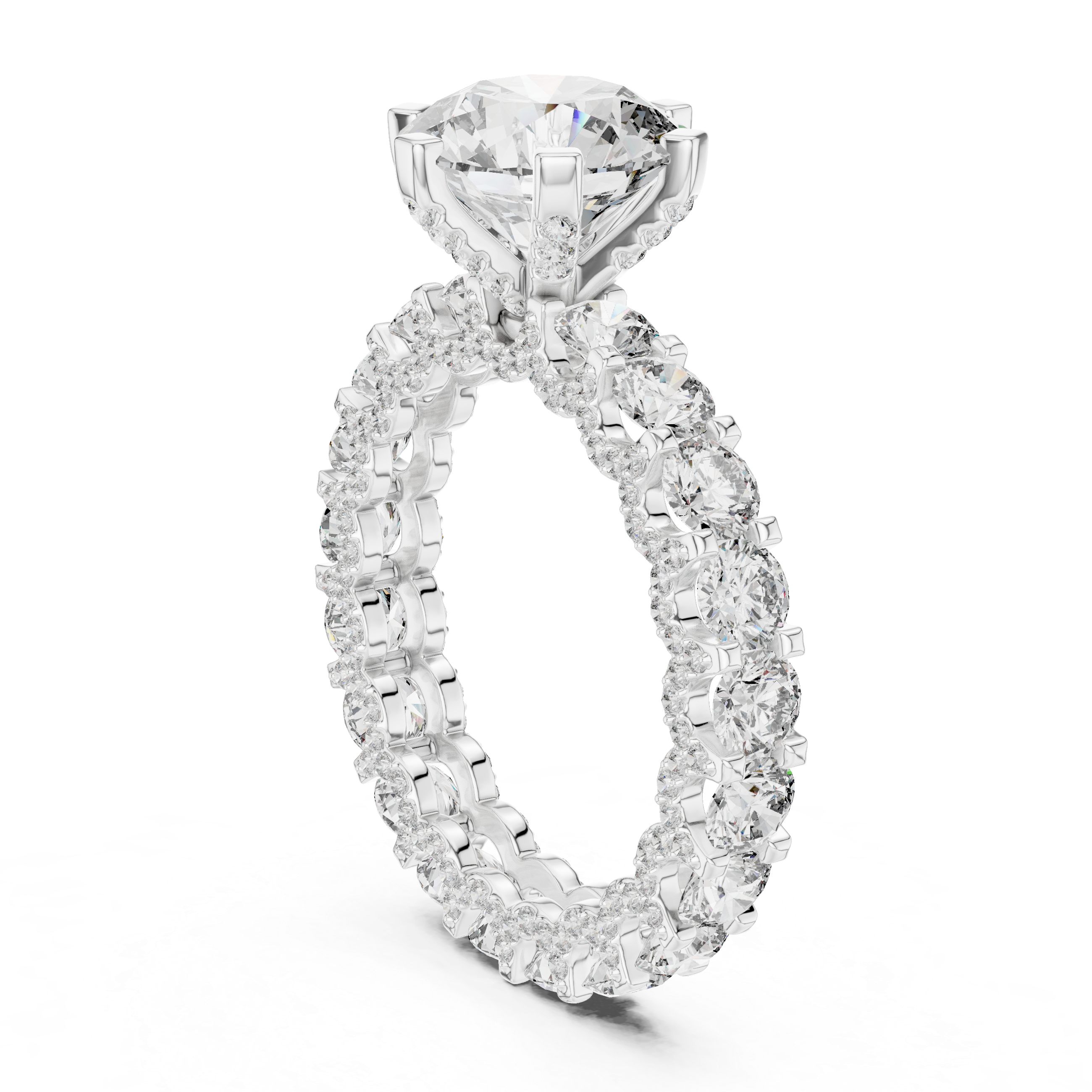 Radiant Halo Eternity Diamond Ring