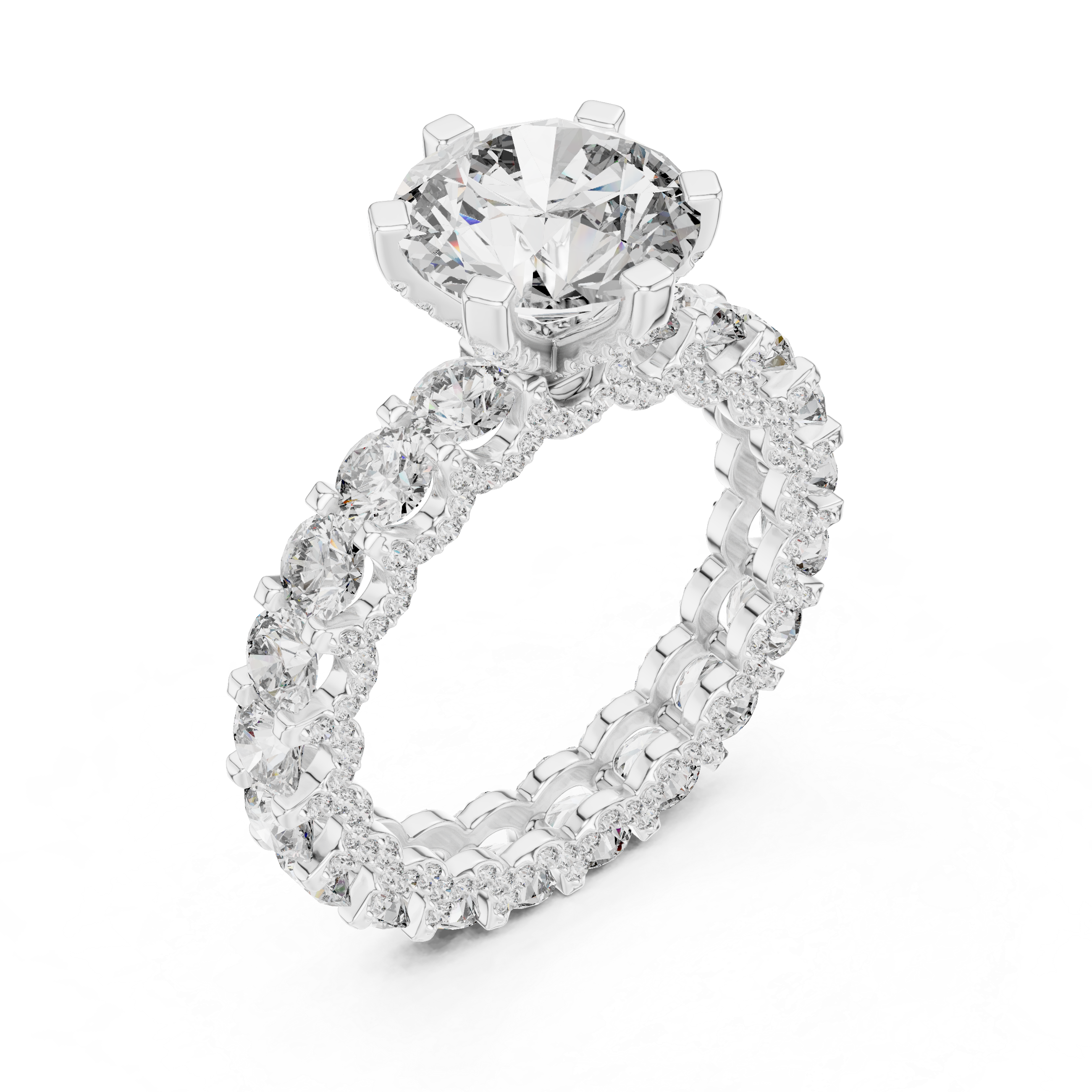 Radiant Halo Eternity Diamond Ring