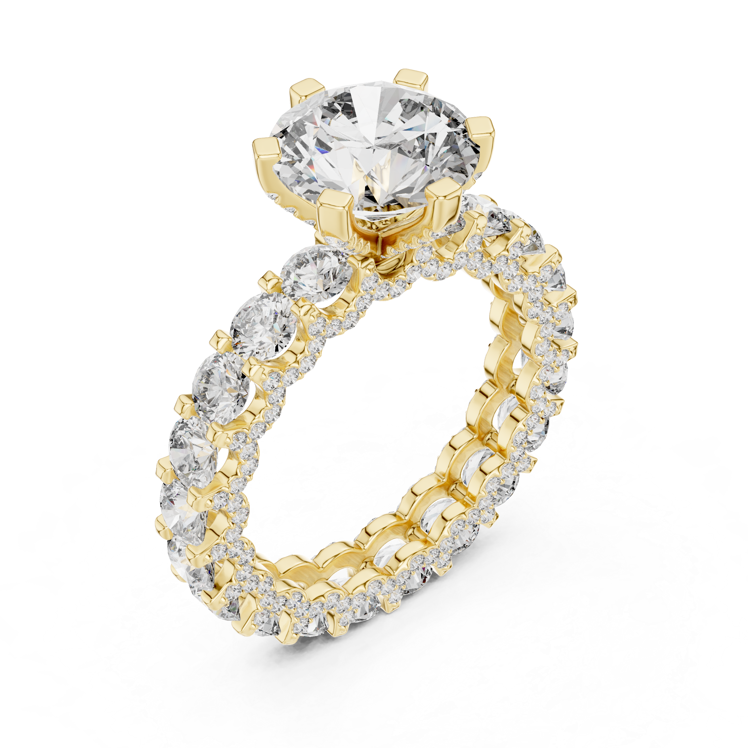Radiant Halo Eternity Diamond Ring