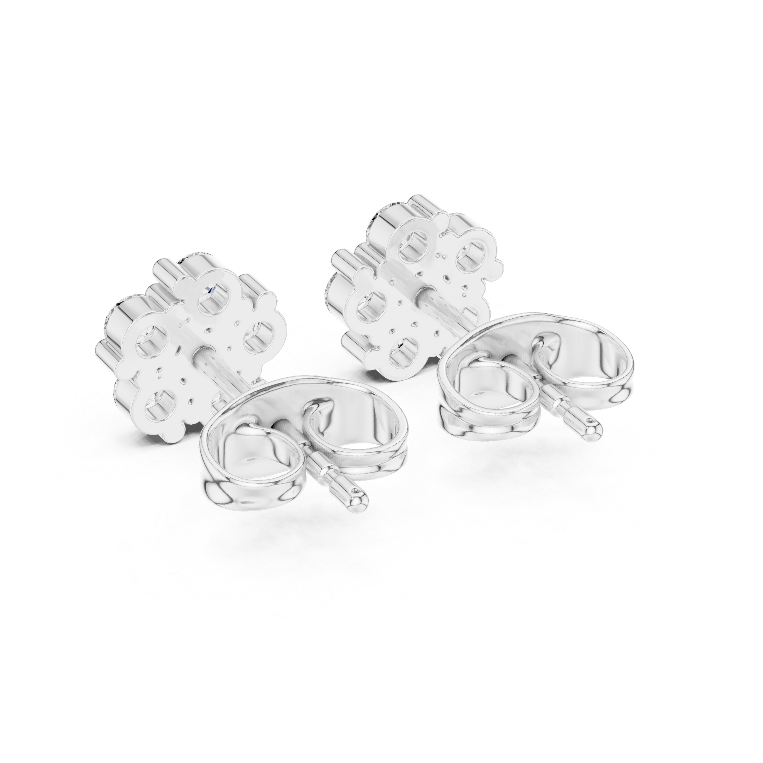 Floral cluster Stud Earrings with Sparkling Round-Cut Diamonds