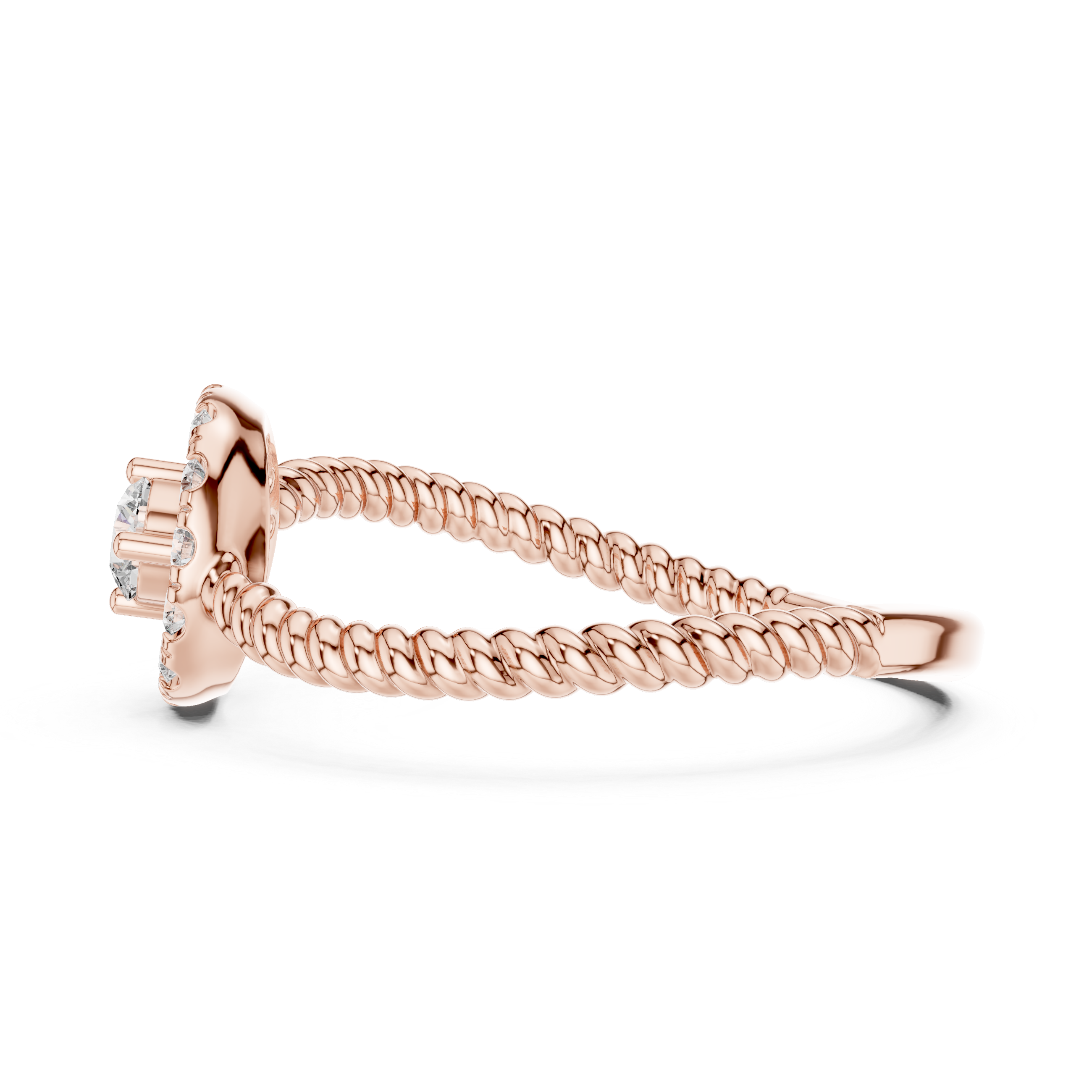 Twisted Halo Solitaire Ring