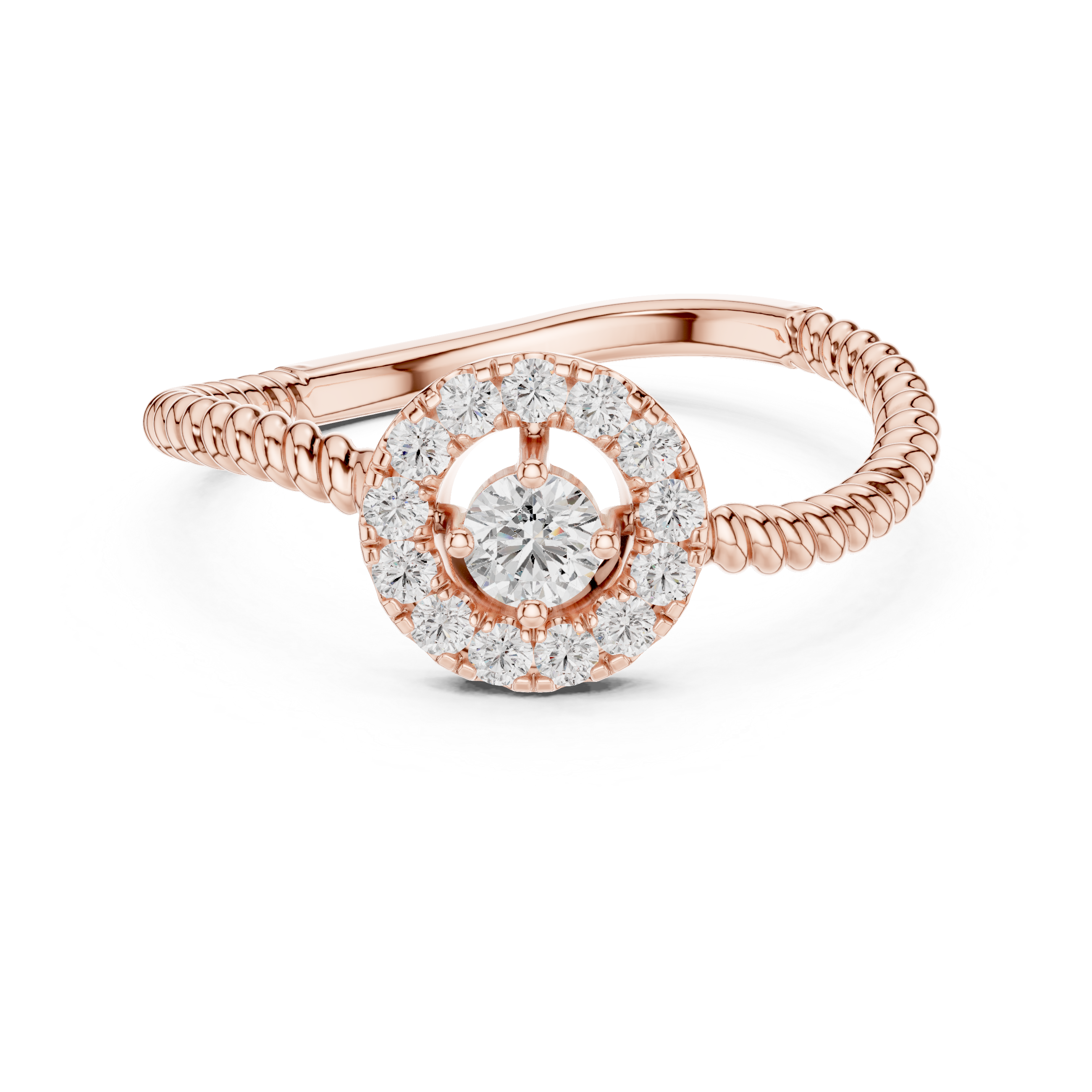 Twisted Halo Solitaire Ring