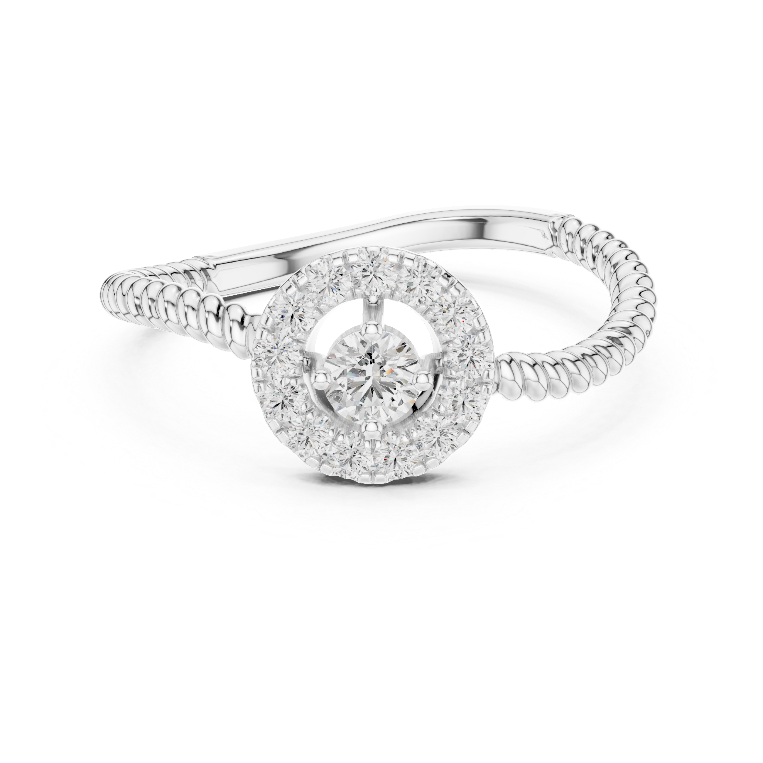 Twisted Halo Solitaire Ring