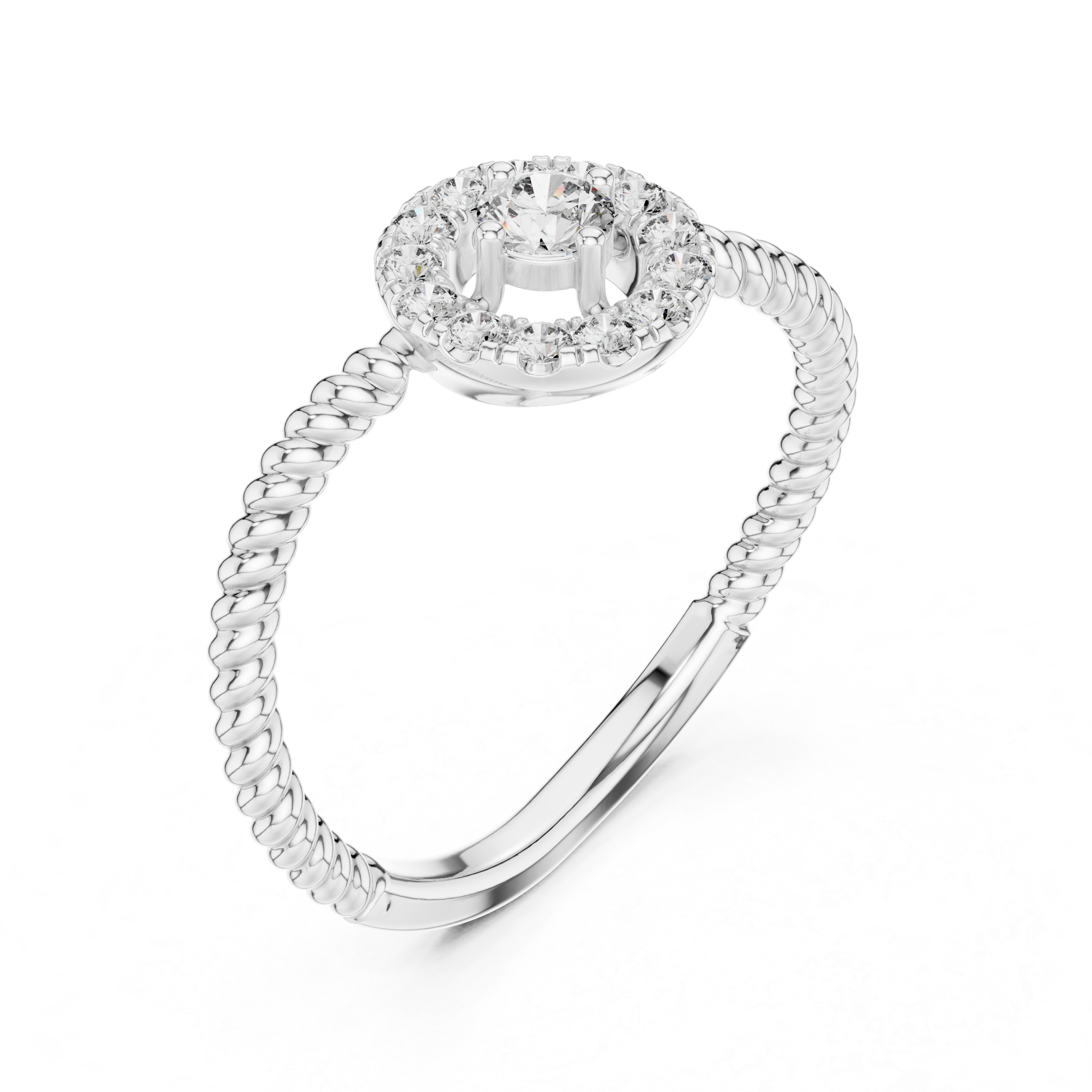 Twisted Halo Solitaire Ring