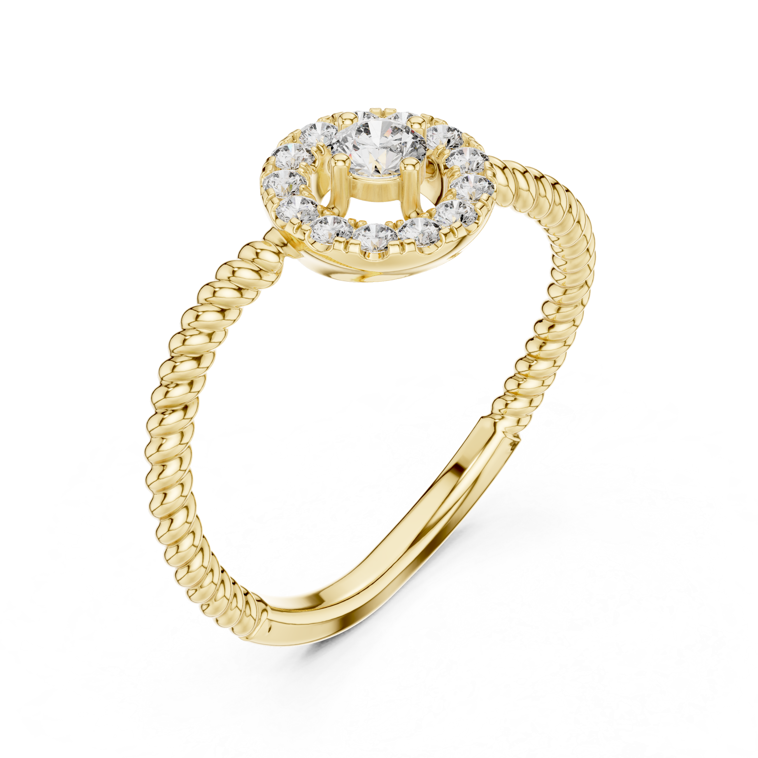 Twisted Halo Solitaire Ring