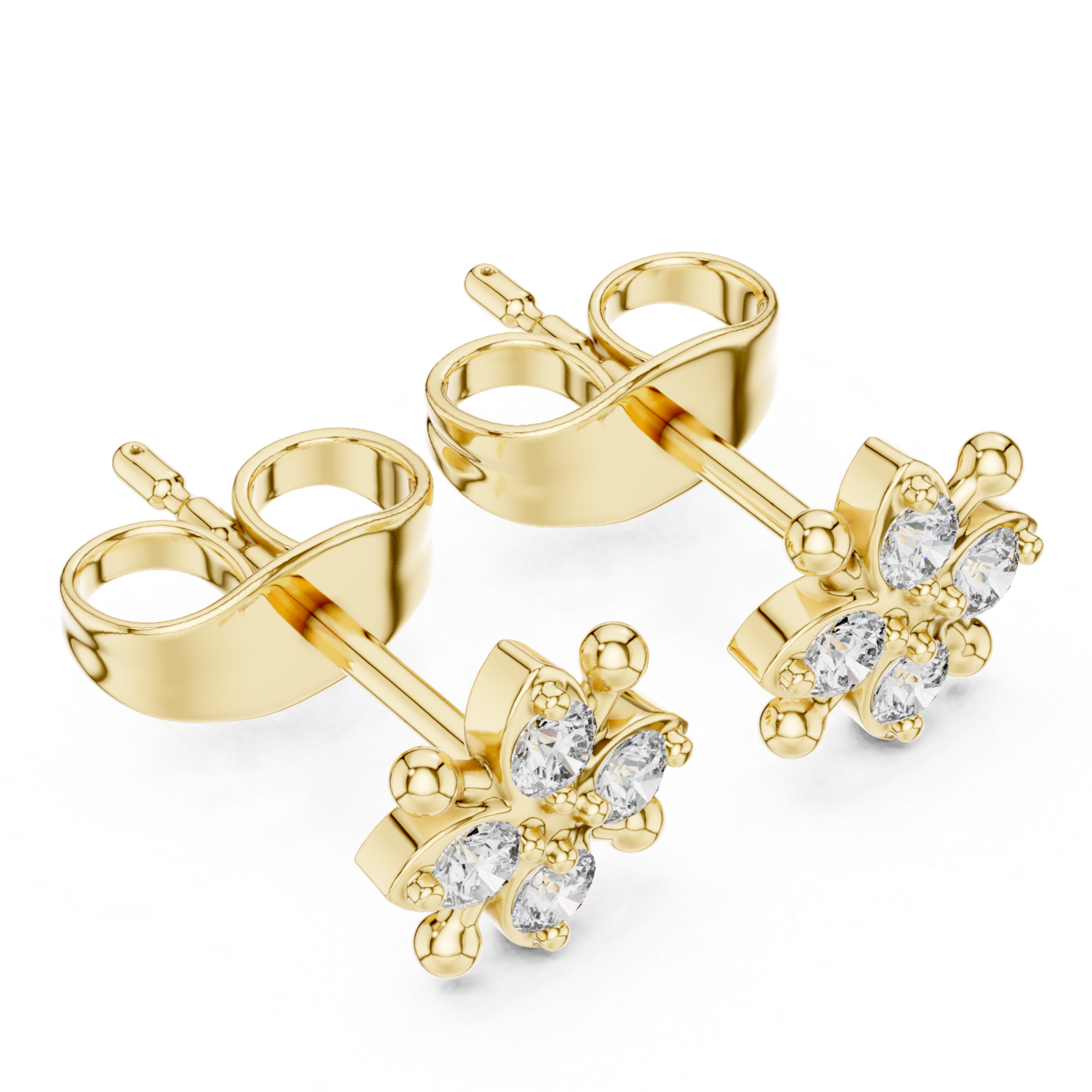 Petal cluster Diamond Stud Earrings
