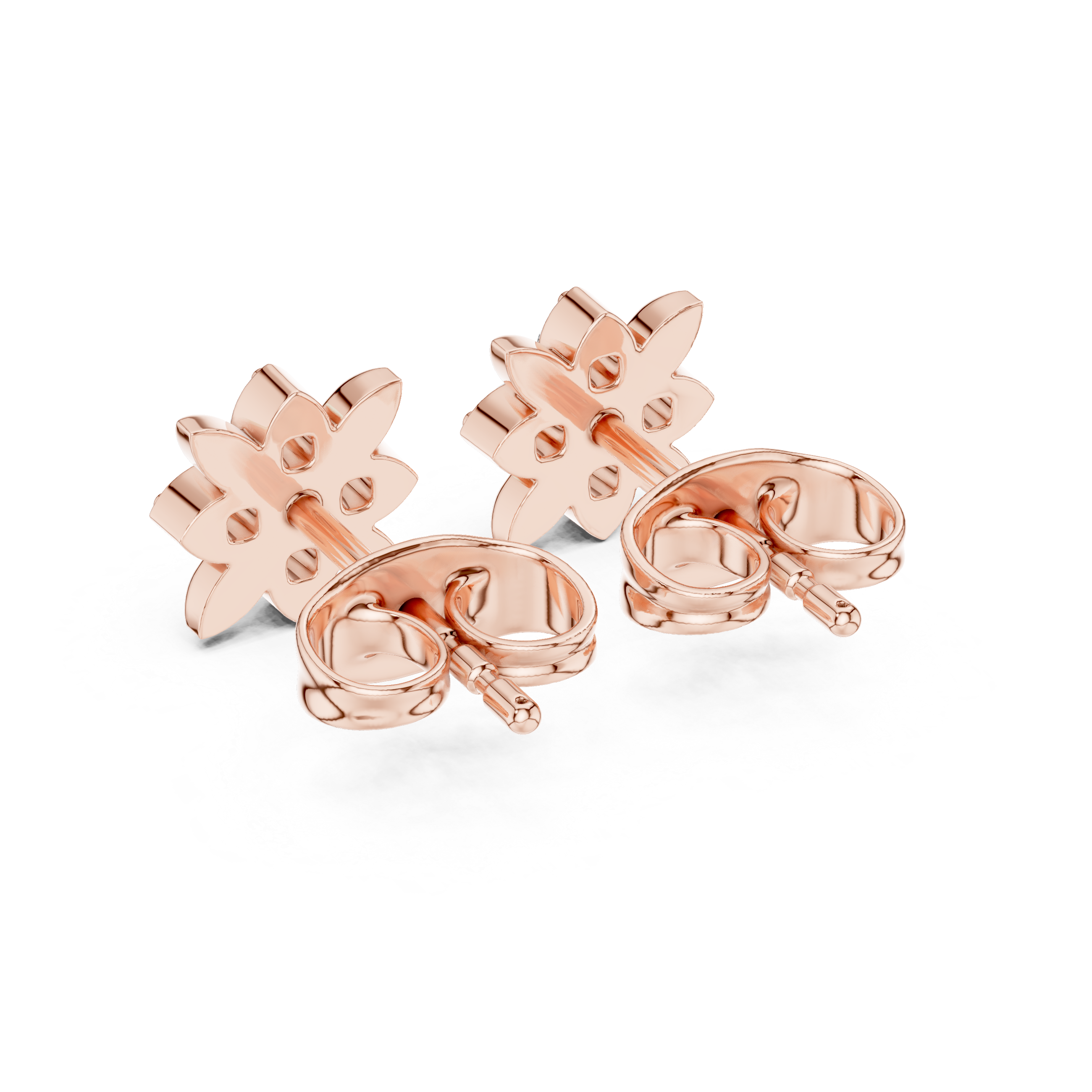 Four-Petal Floral Diamond Stud Earrings