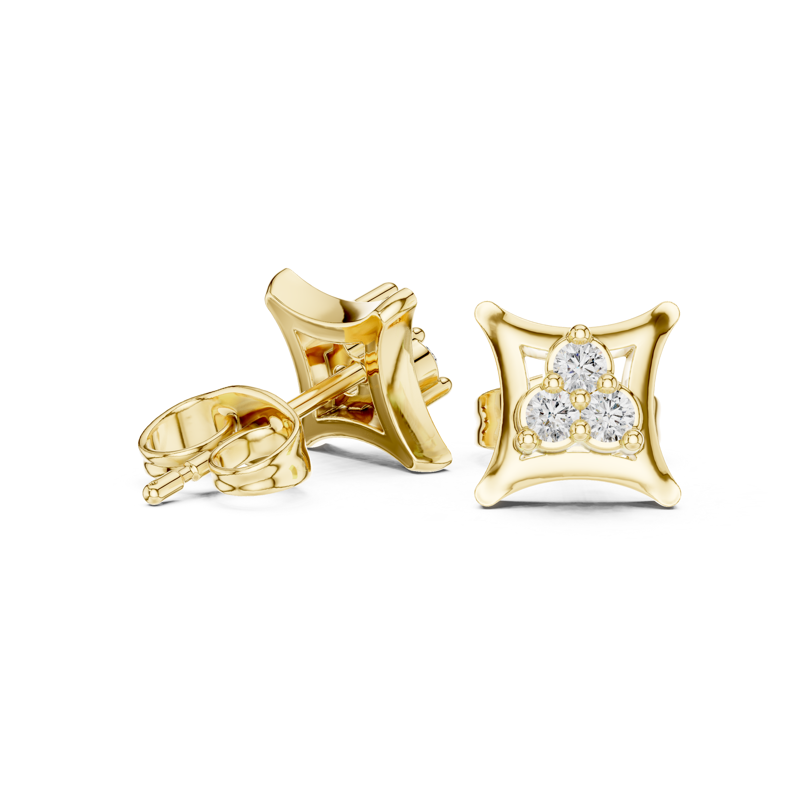 Triangular cluster Diamond Stud Earrings