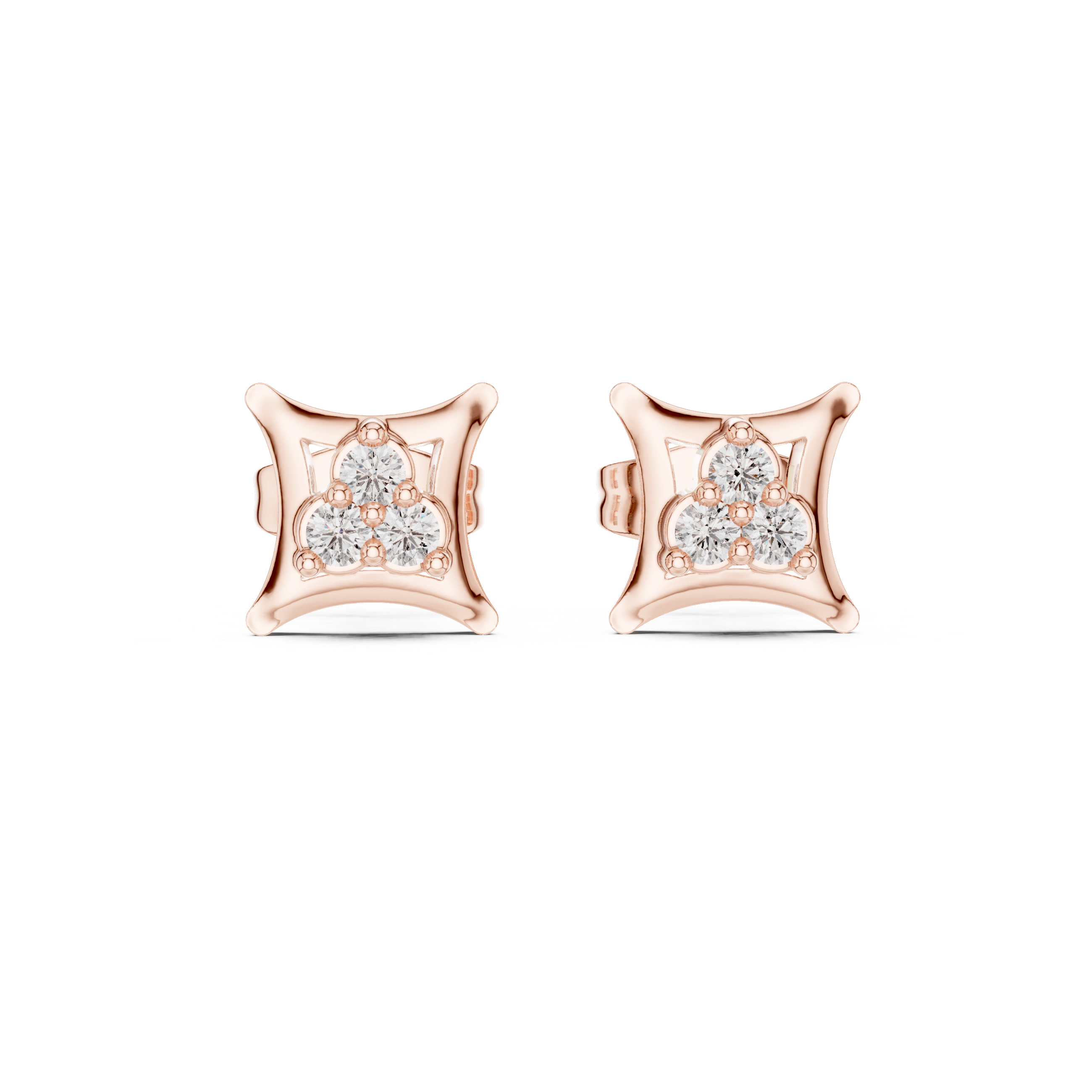 Triangular cluster Diamond Stud Earrings