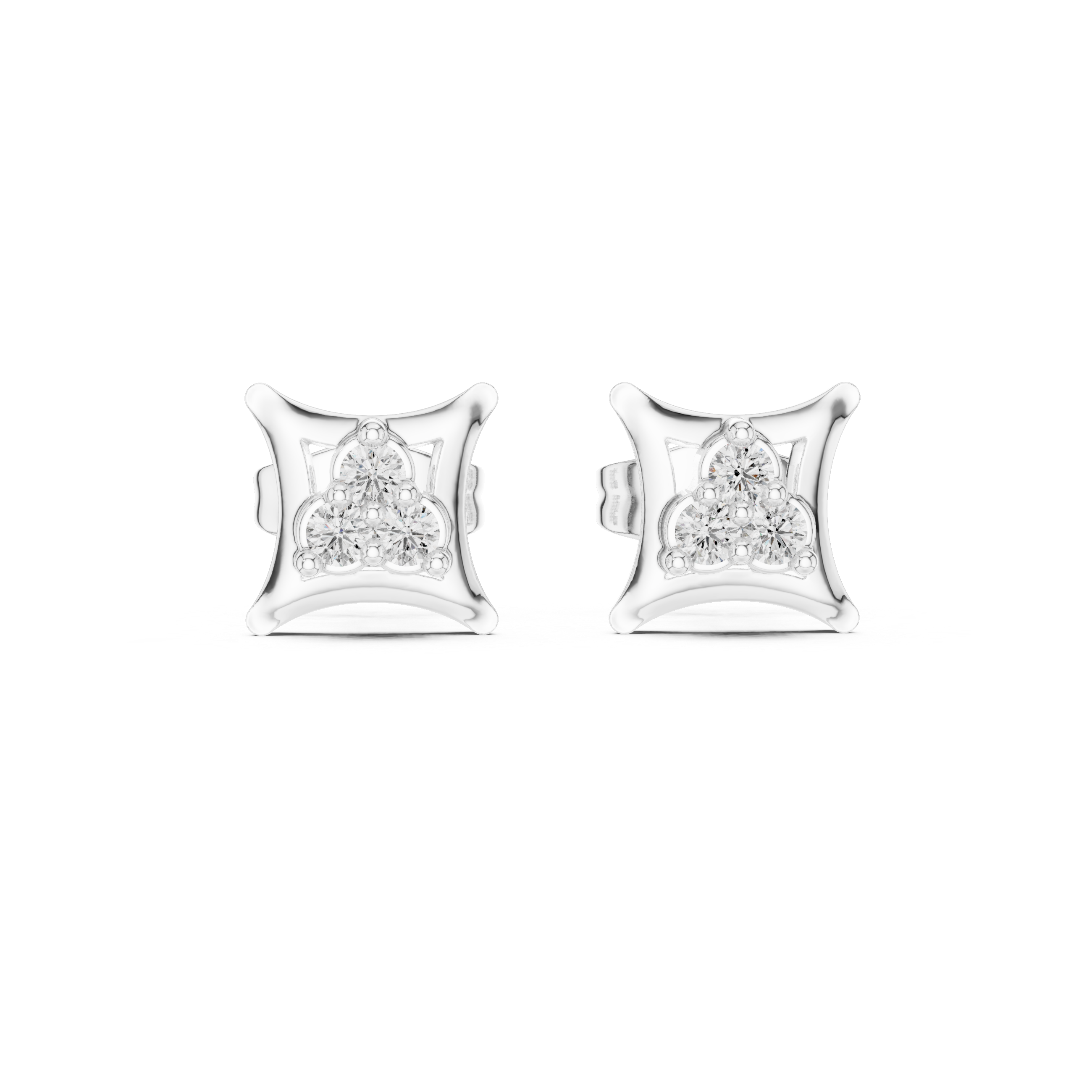 Triangular cluster Diamond Stud Earrings
