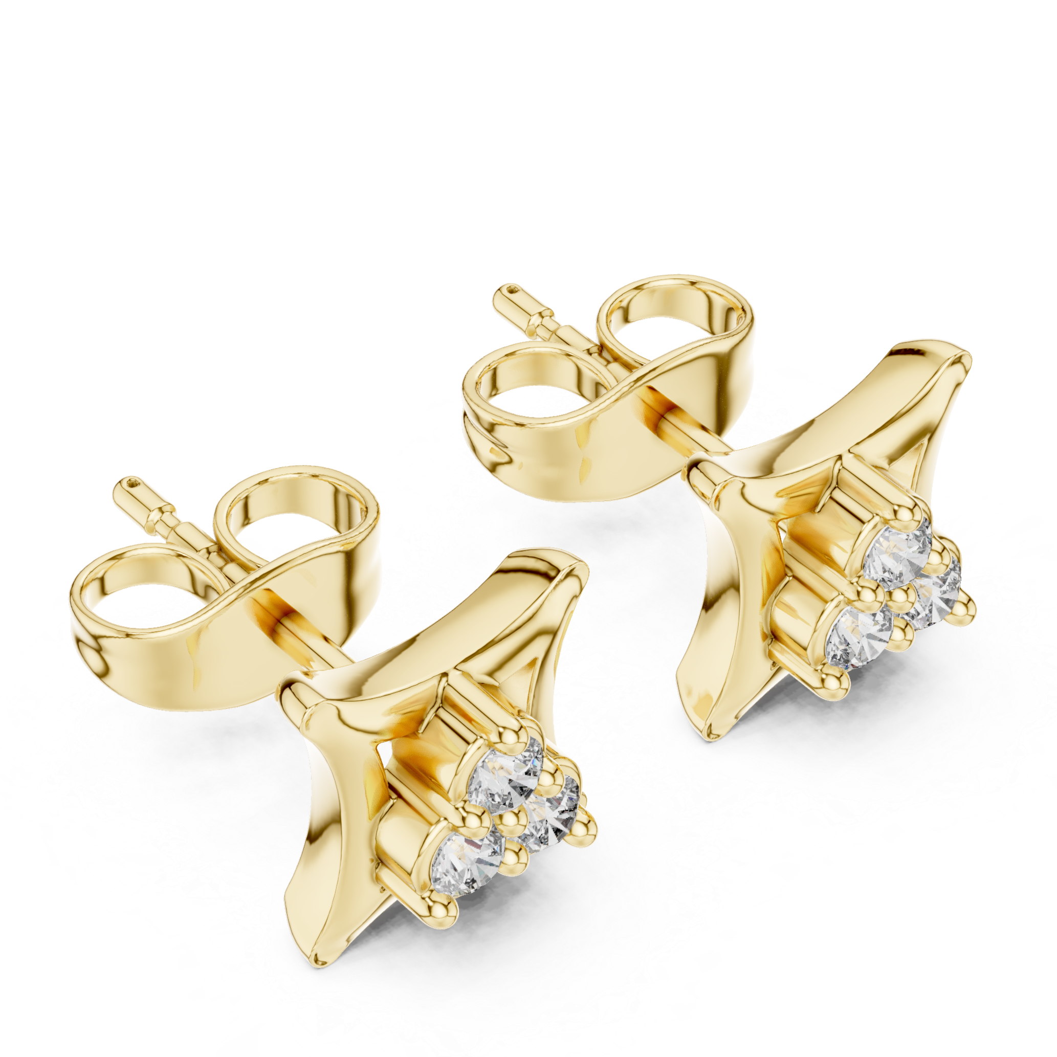 Triangular cluster Diamond Stud Earrings