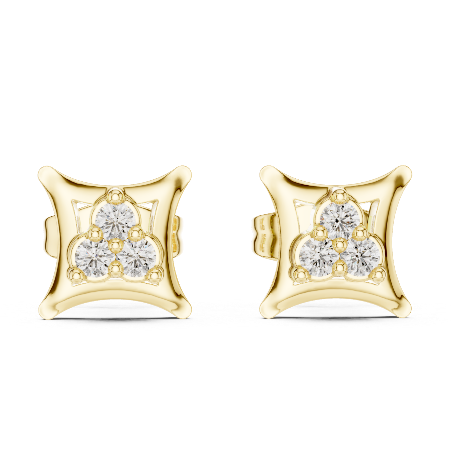 Triangular cluster Diamond Stud Earrings