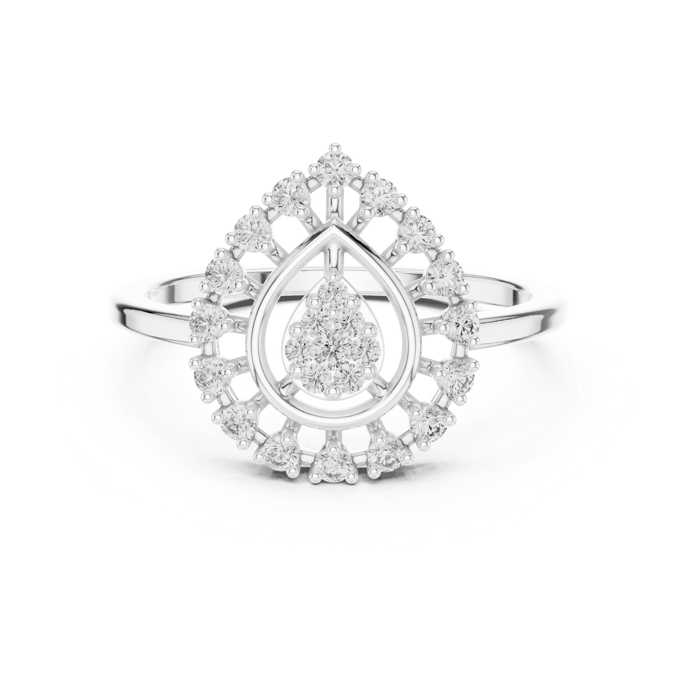 Pear Halo Ring
